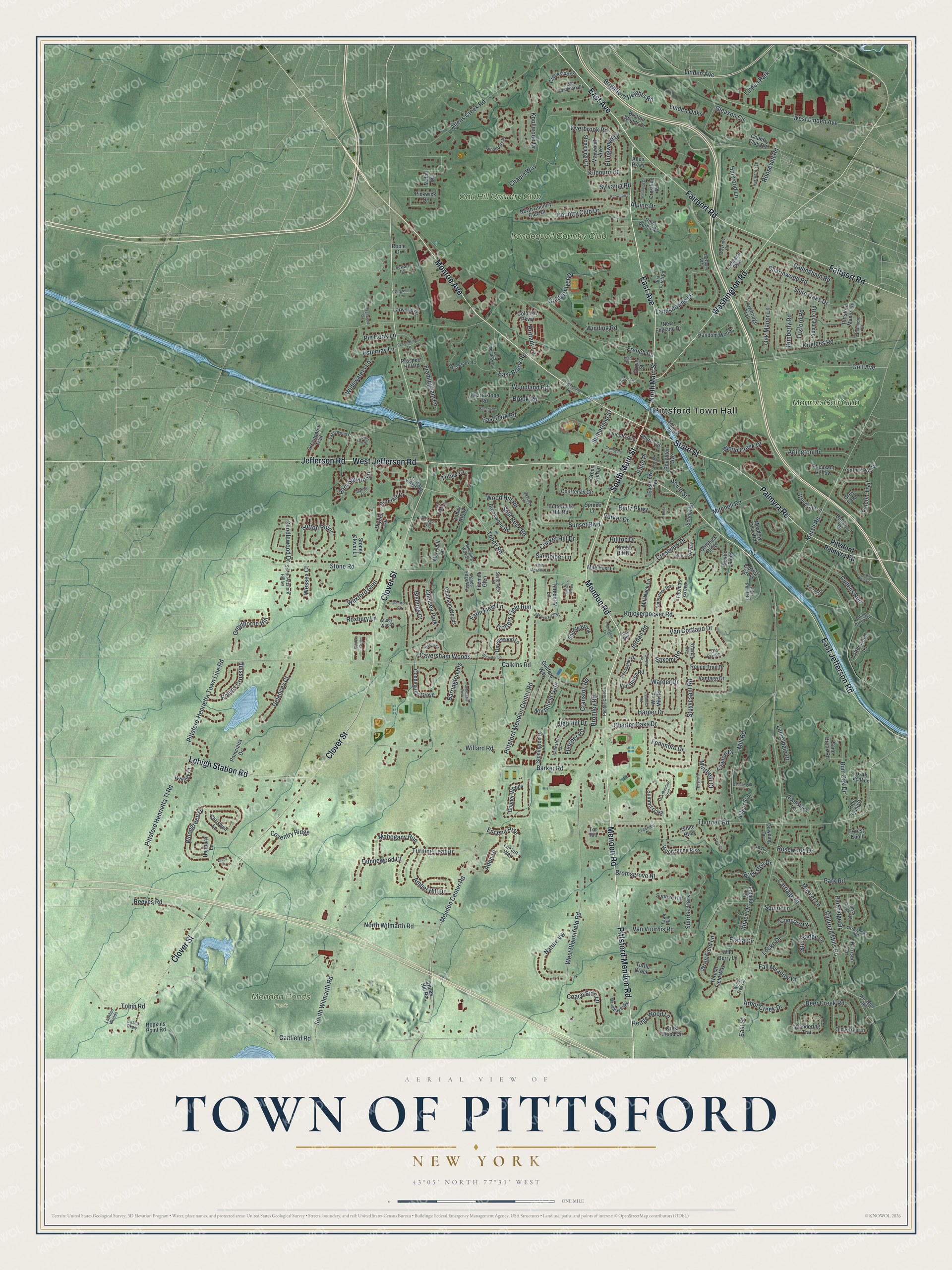 Watermarked full-map preview of Pittsford, New York