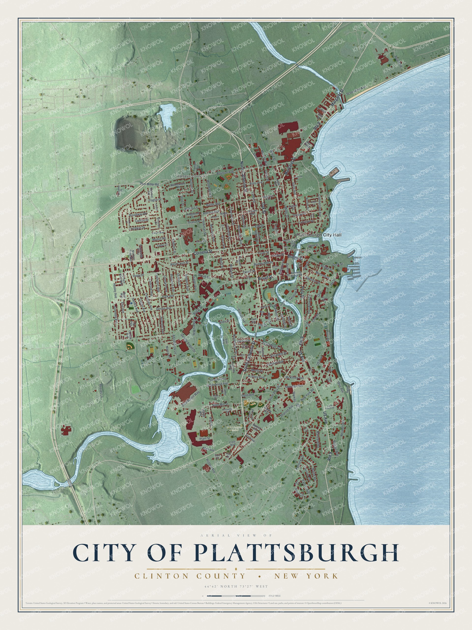 Watermarked full-map preview of Plattsburgh, New York