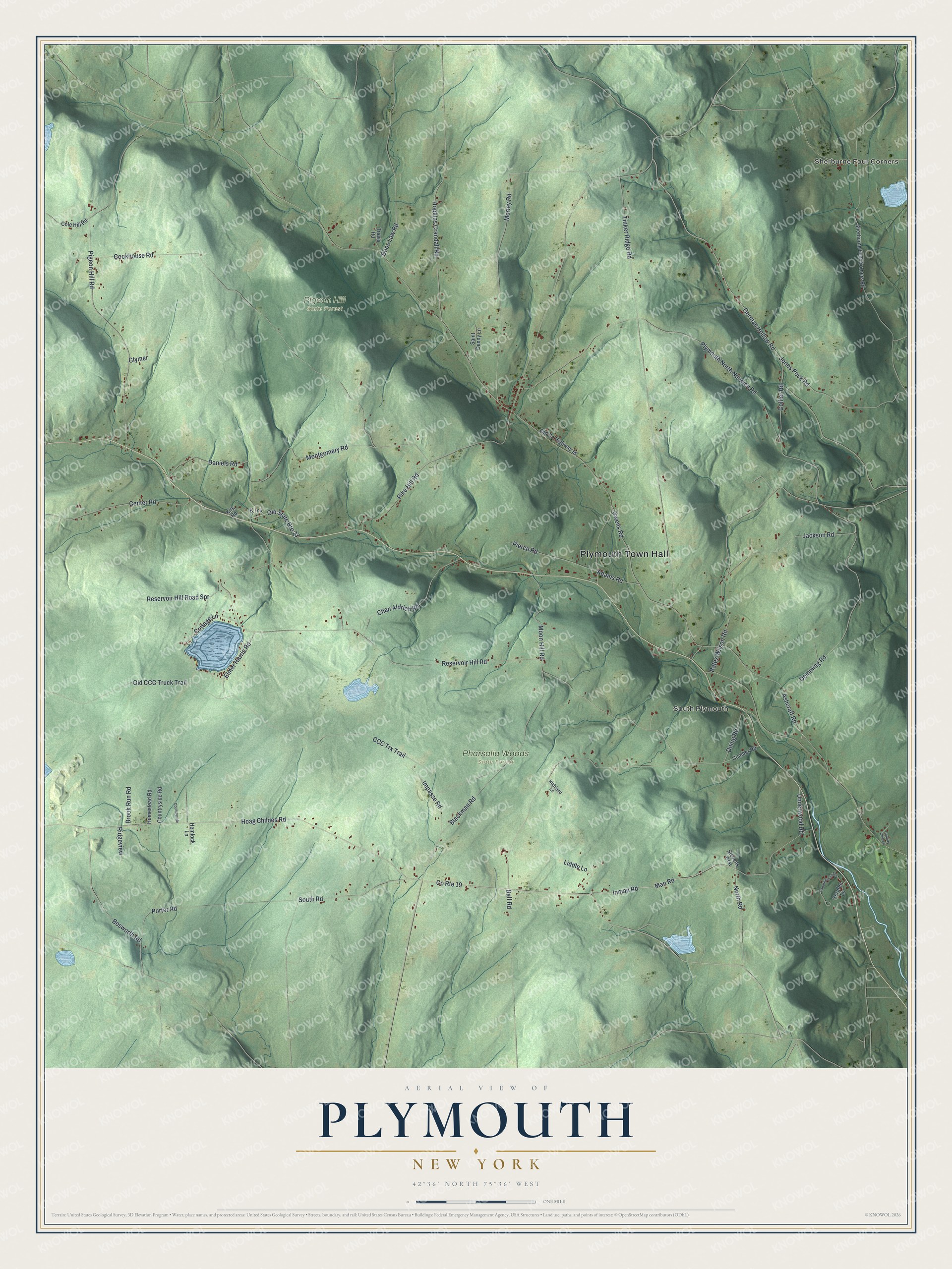Watermarked full-map preview of Plymouth, New York