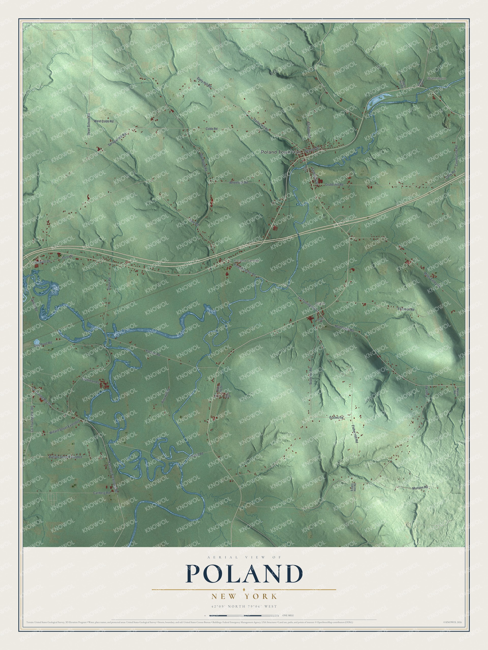 Watermarked full-map preview of Poland, New York
