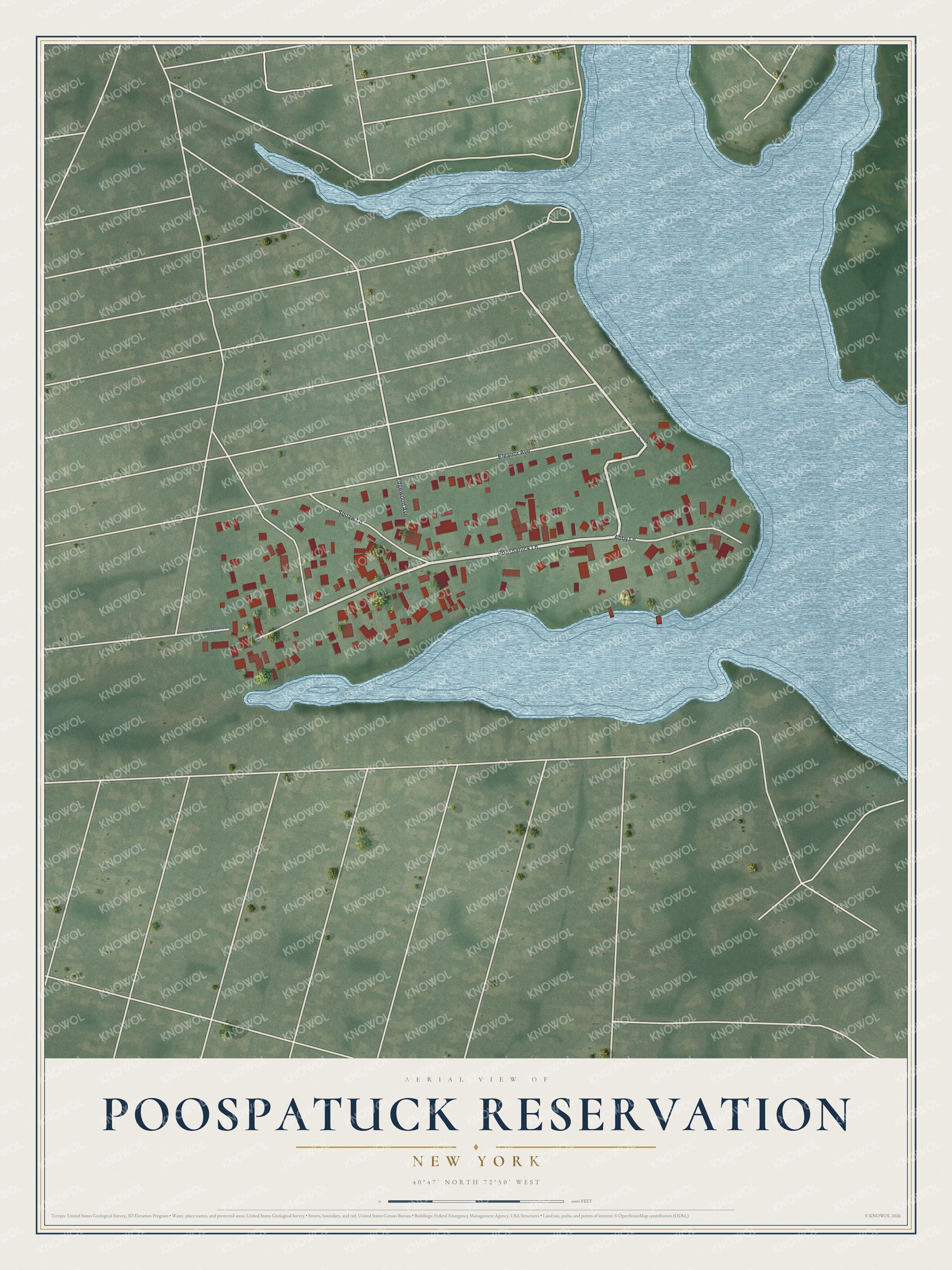 Watermarked full-map preview of Poospatuck Reservation, New York