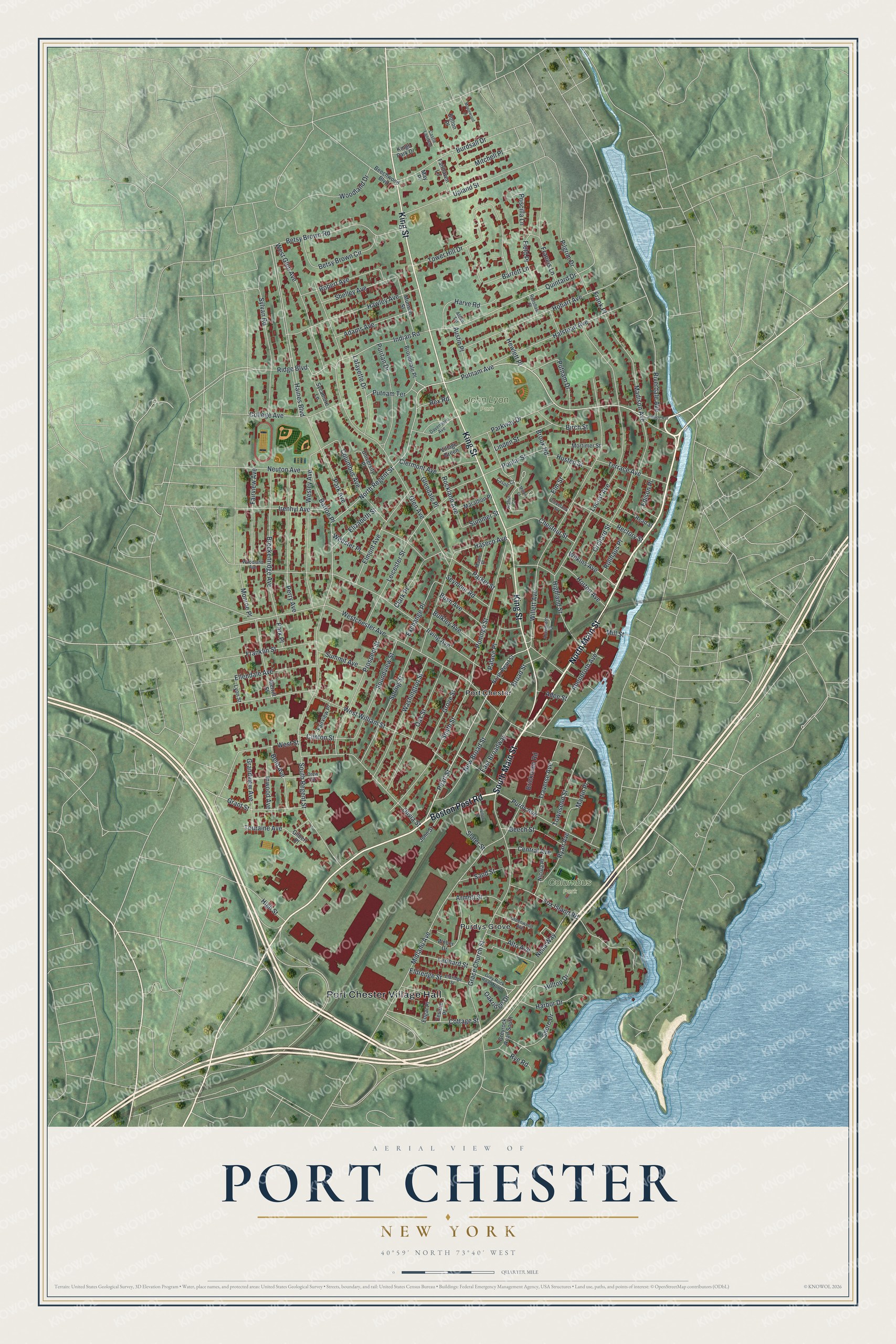 Watermarked full-map preview of Port Chester, New York