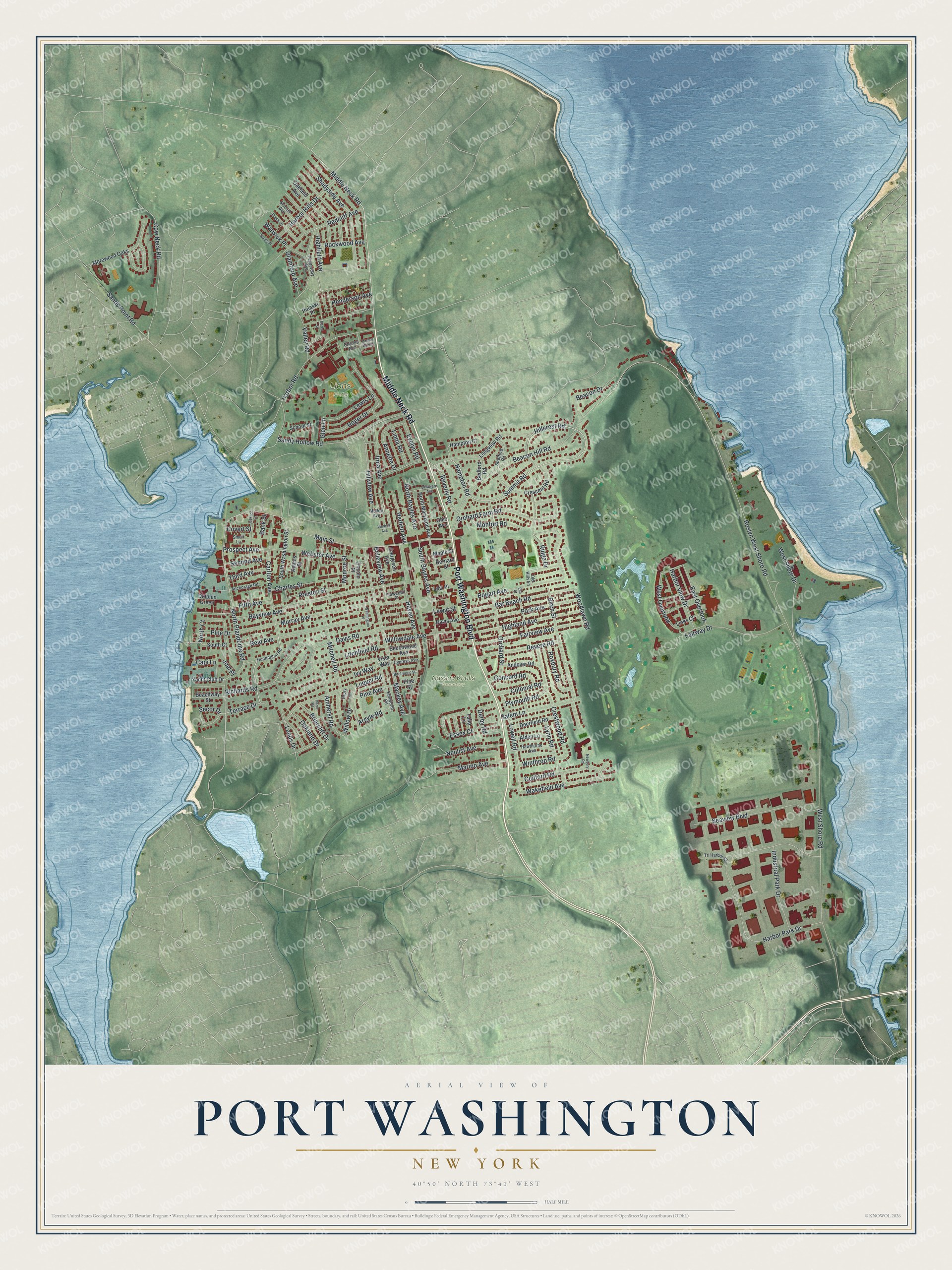 Watermarked full-map preview of Port Washington, New York
