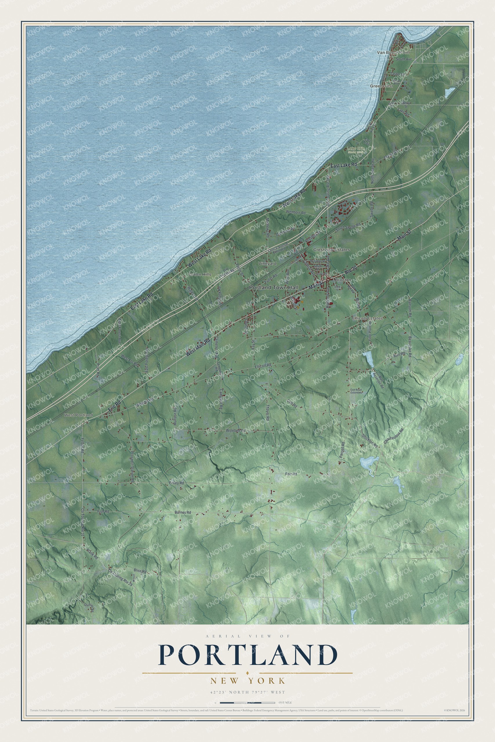 Watermarked full-map preview of Portland, New York