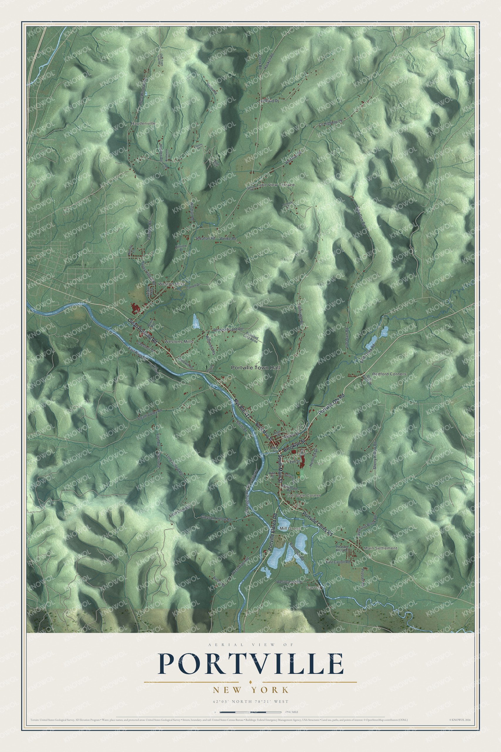 Watermarked full-map preview of Portville, New York