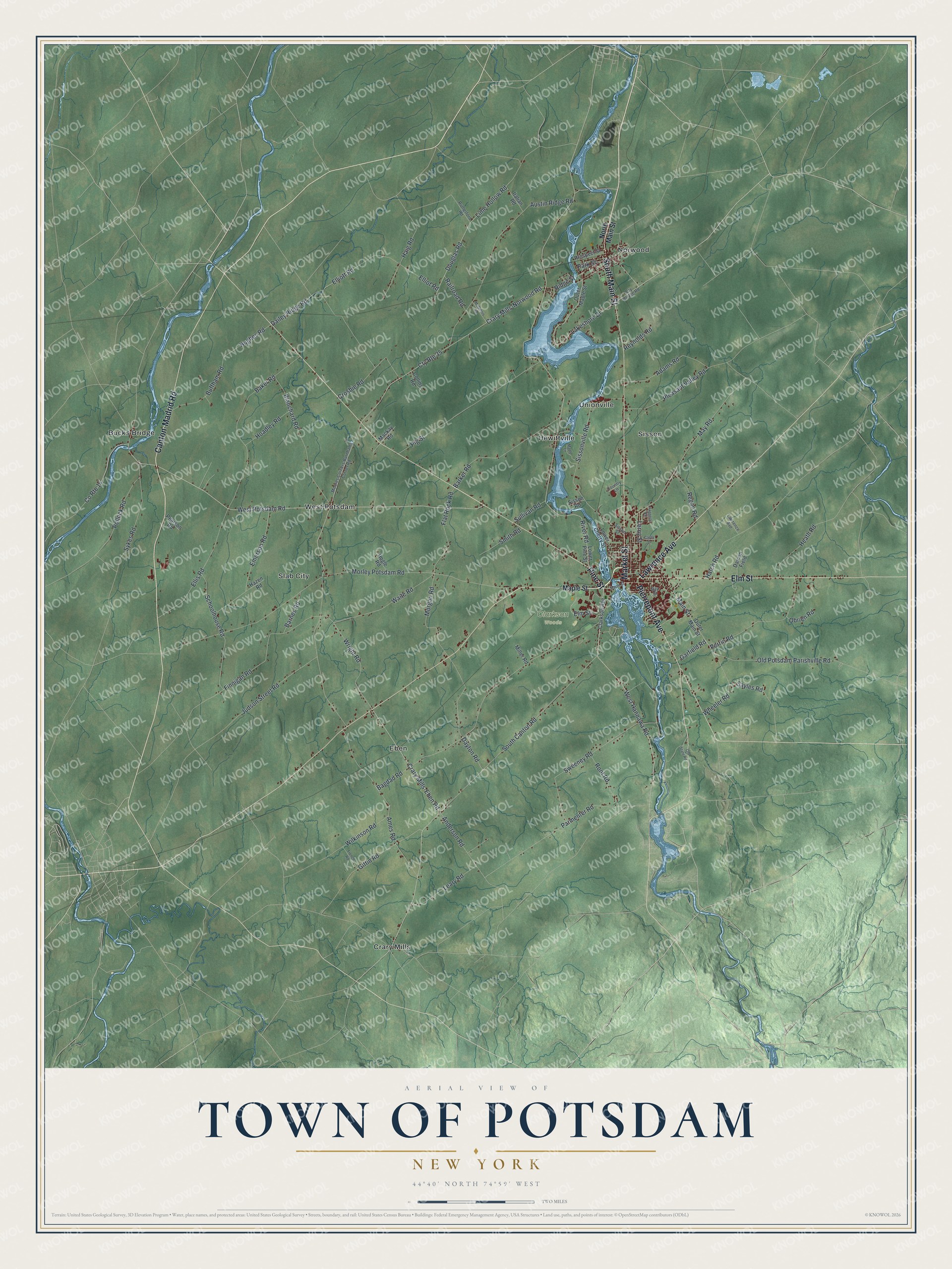 Watermarked full-map preview of Potsdam, New York