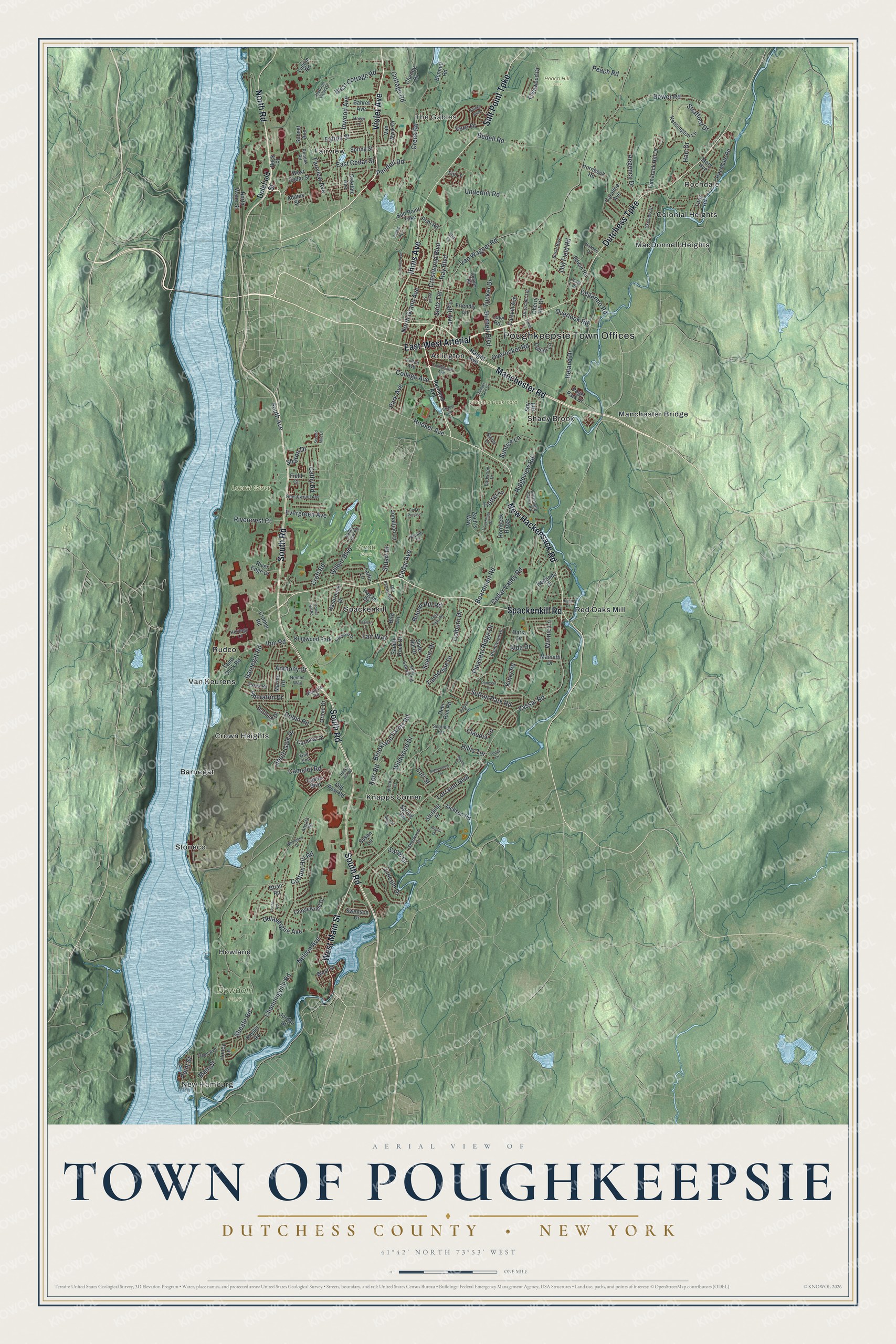 Watermarked full-map preview of Poughkeepsie, New York