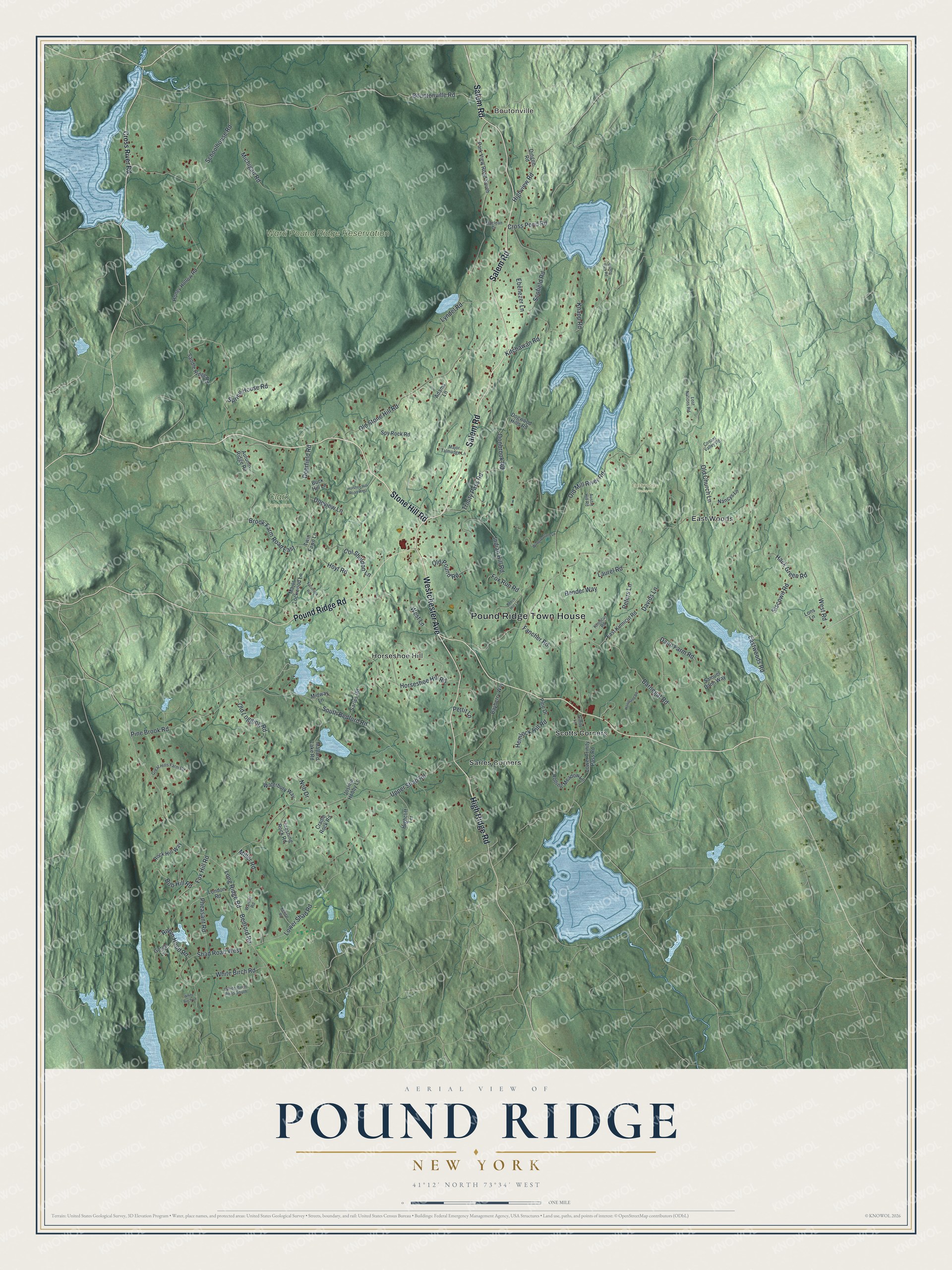 Watermarked full-map preview of Pound Ridge, New York