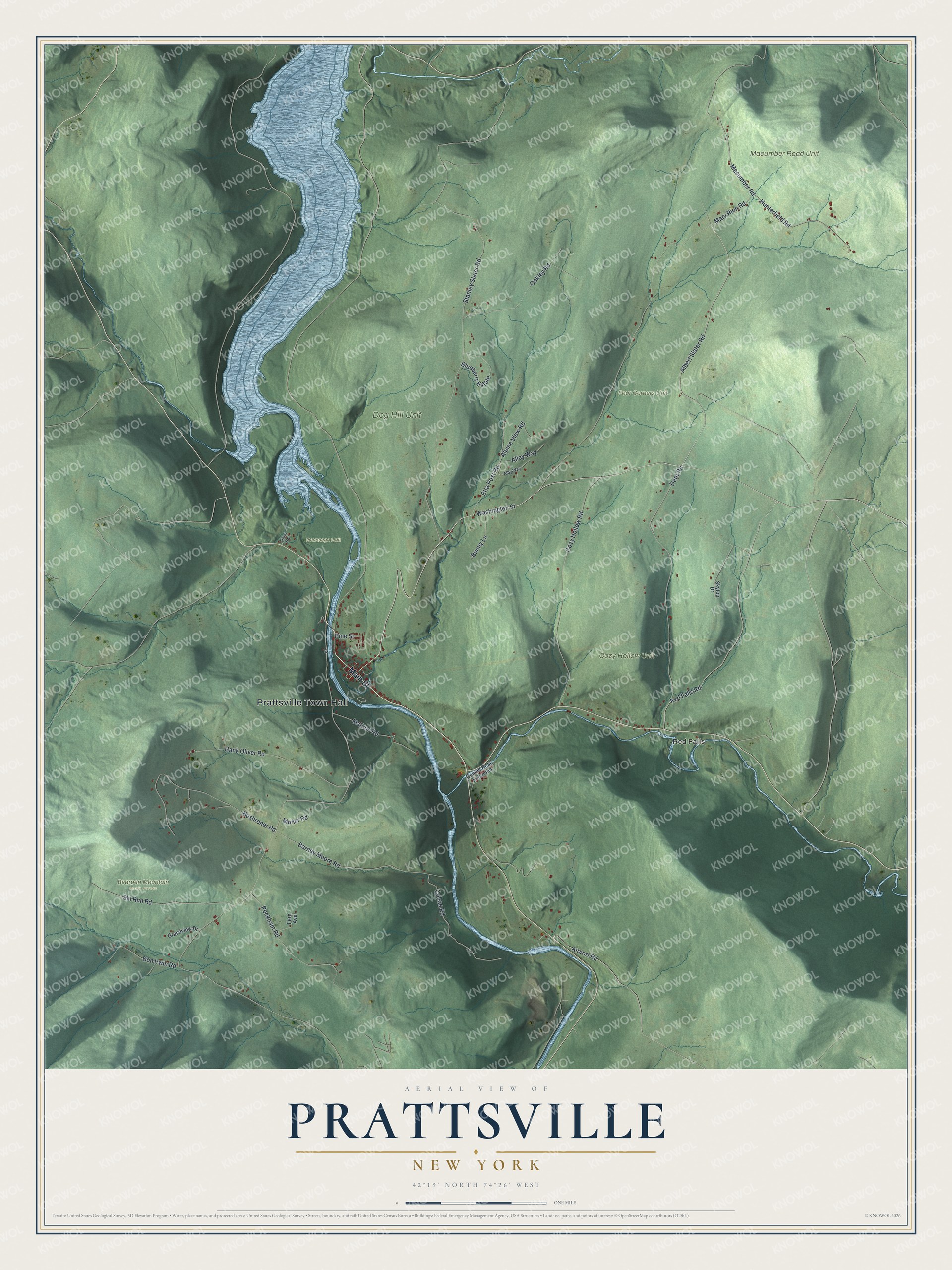 Watermarked full-map preview of Prattsville, New York