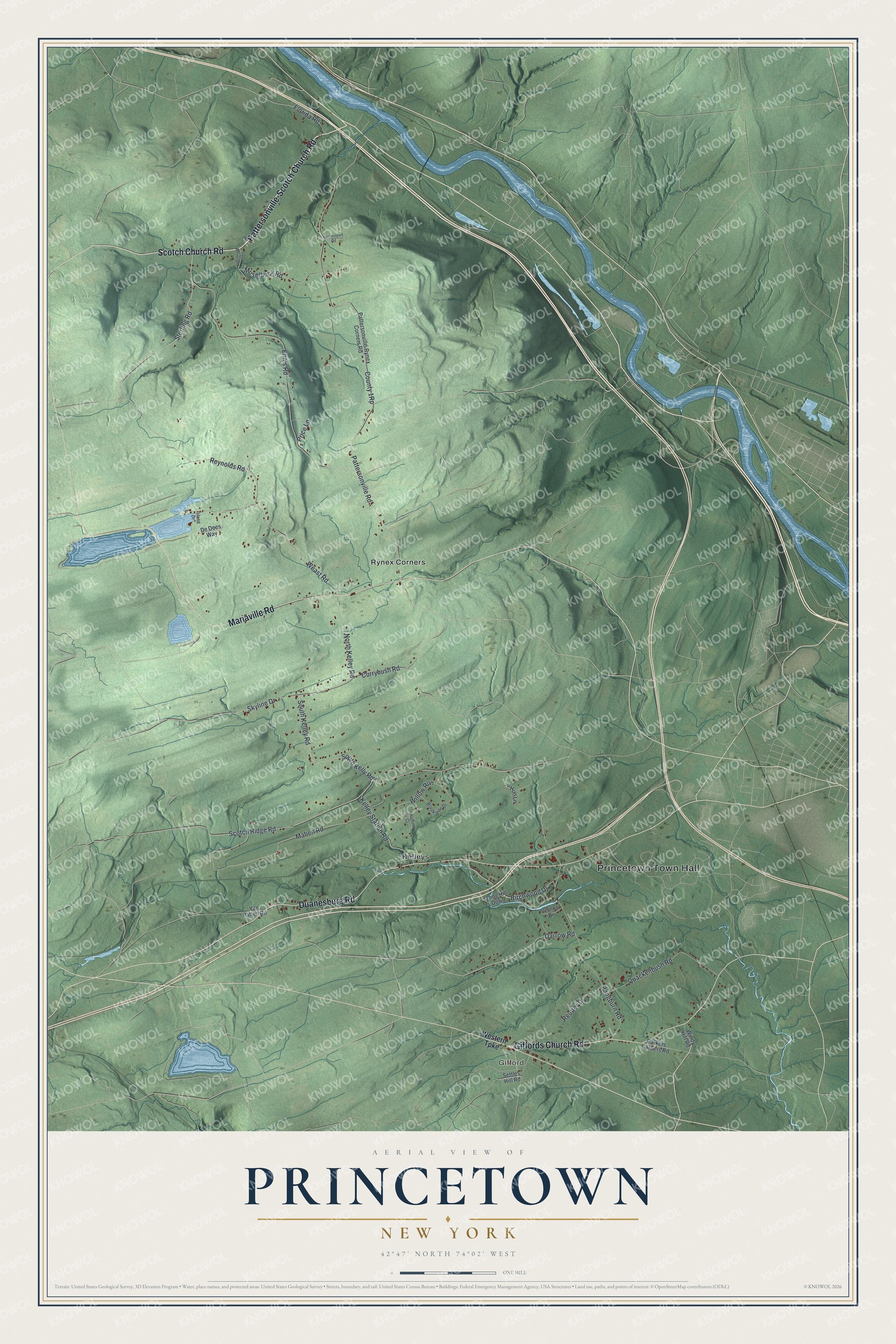 Watermarked full-map preview of Princetown, New York