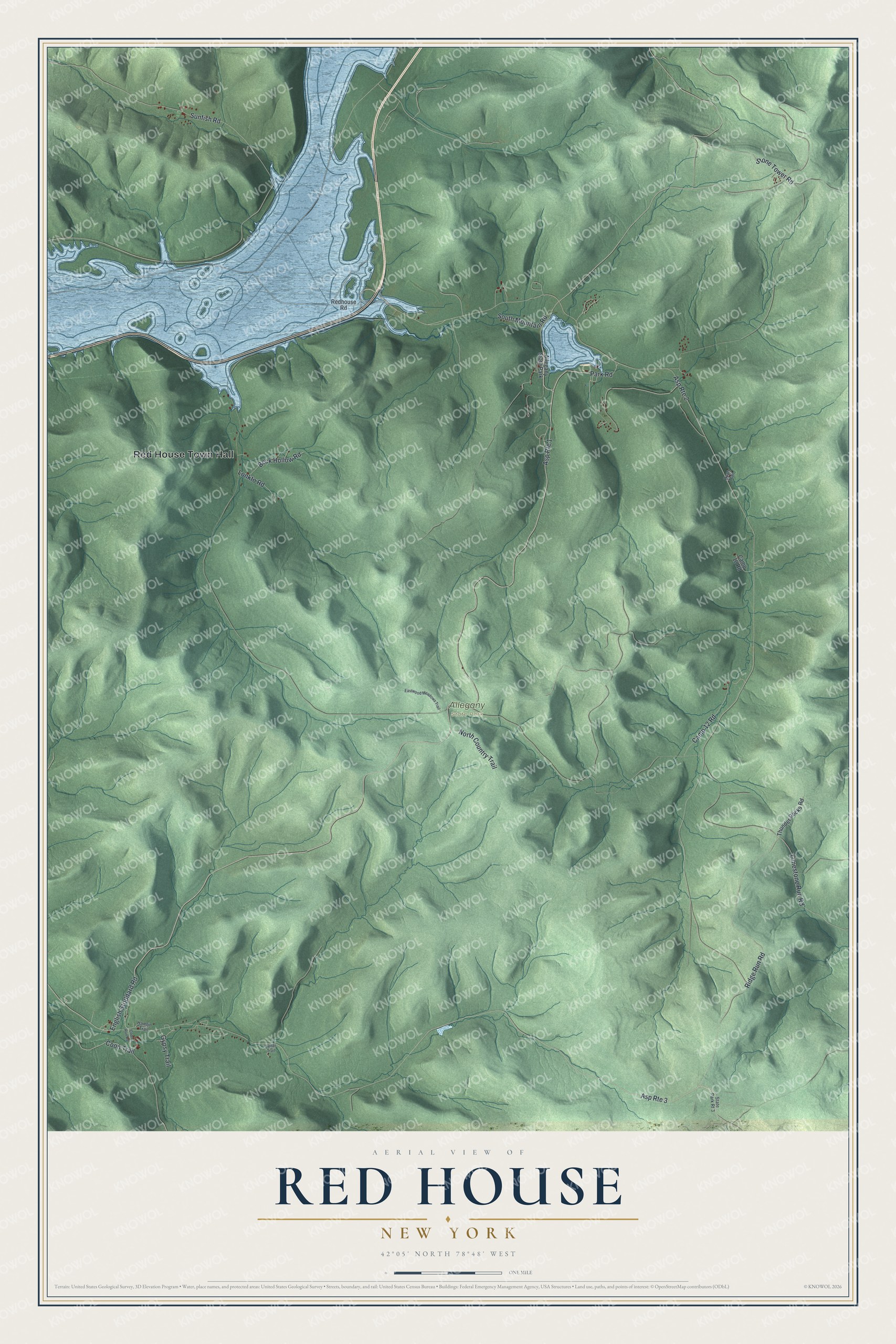 Watermarked full-map preview of Red House, New York