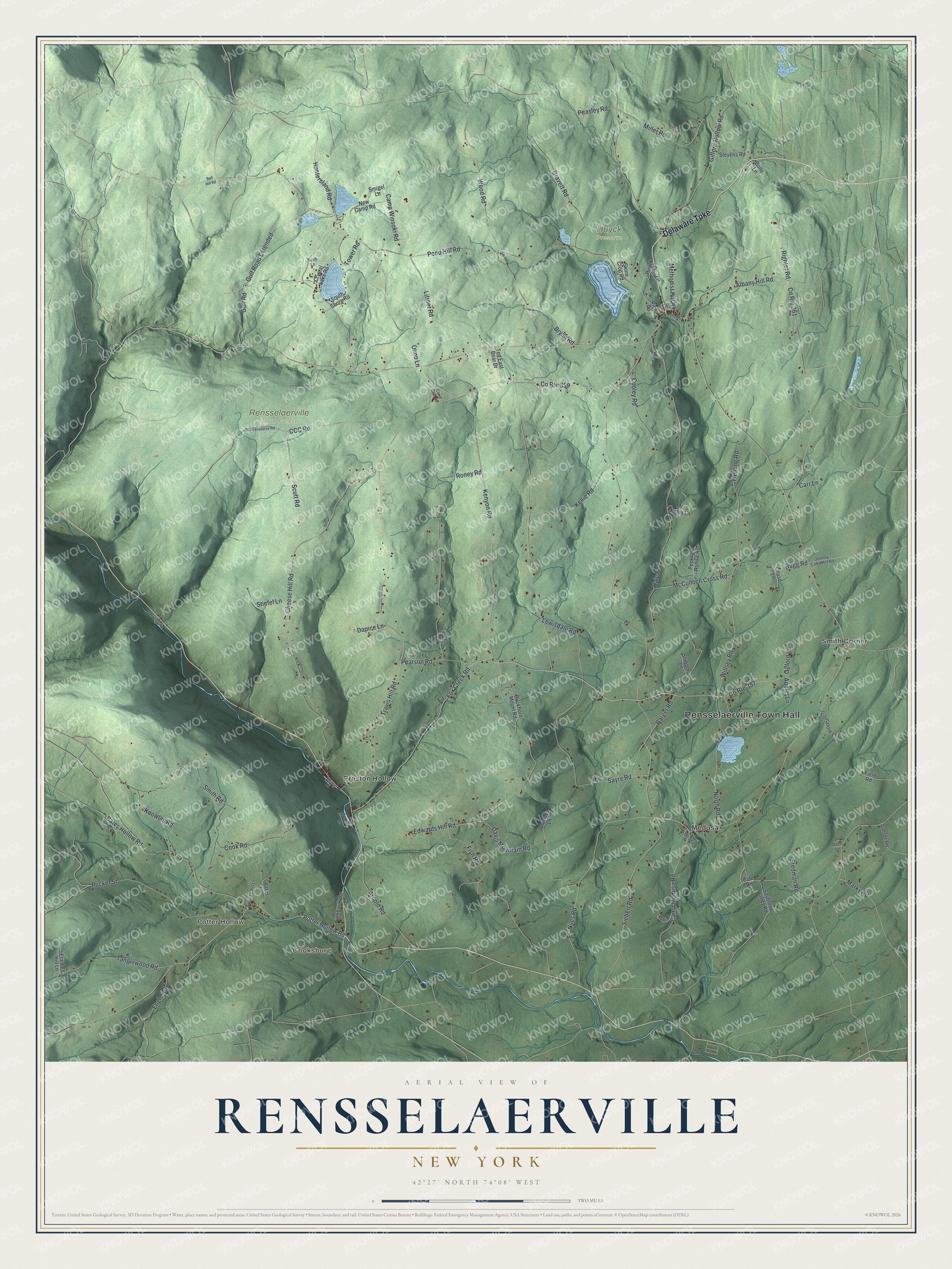Watermarked full-map preview of Rensselaerville, New York