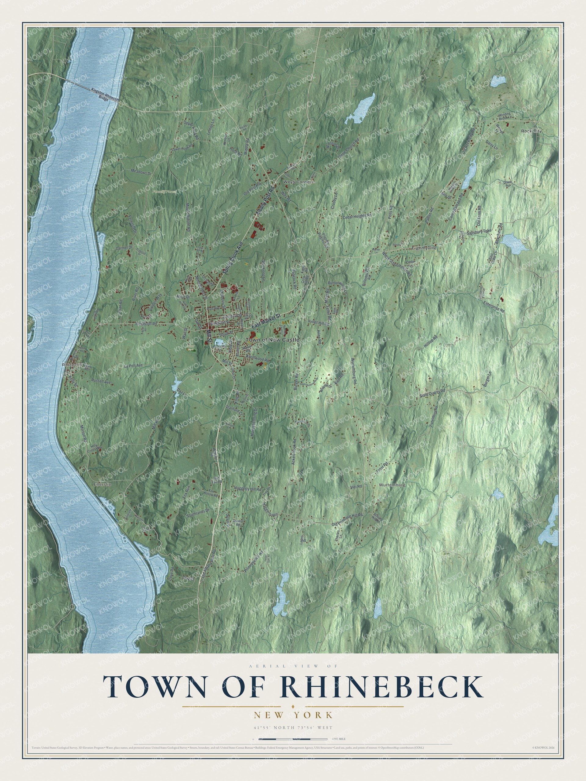 Watermarked full-map preview of Rhinebeck, New York