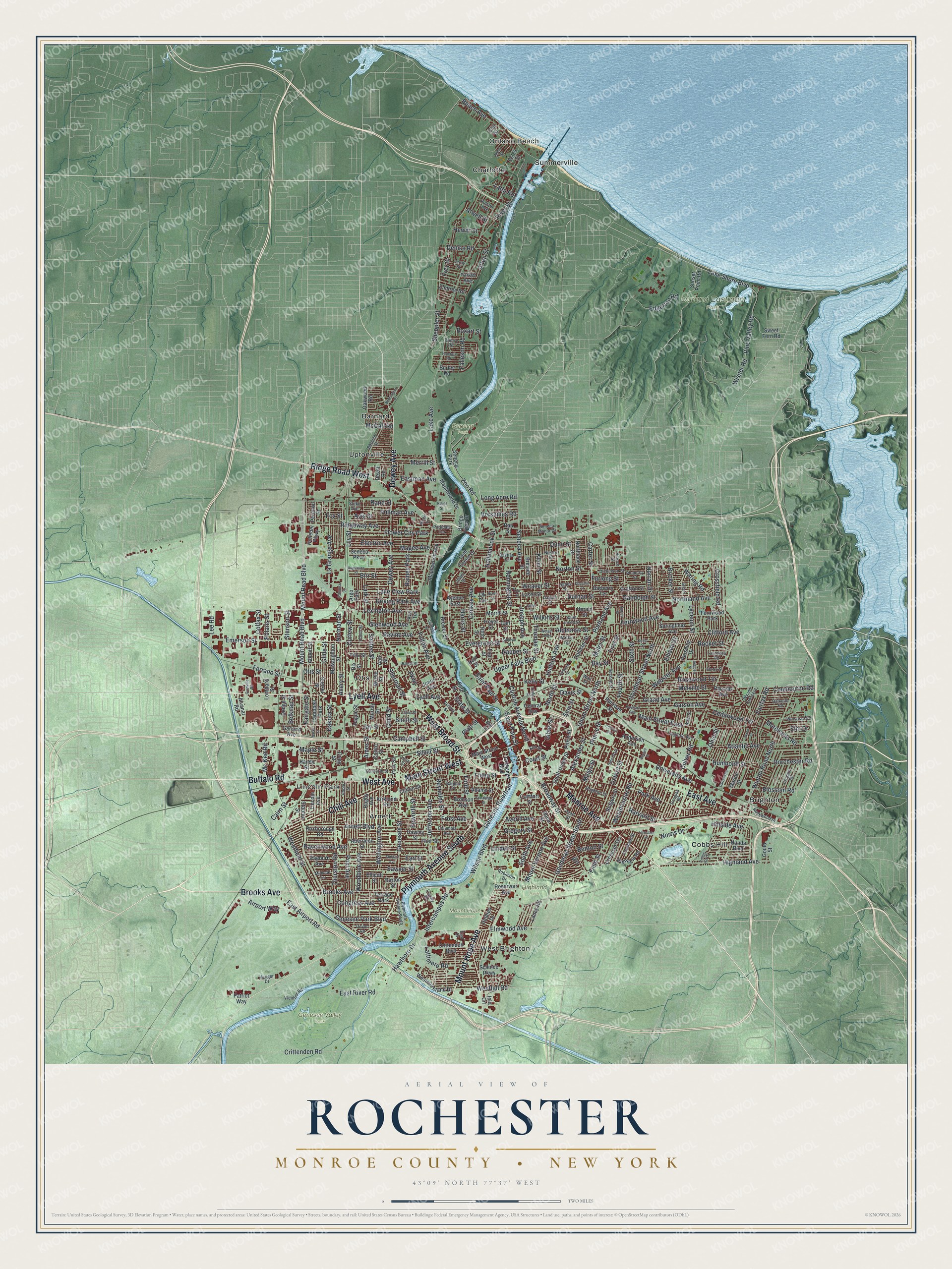 Watermarked full-map preview of Rochester, New York