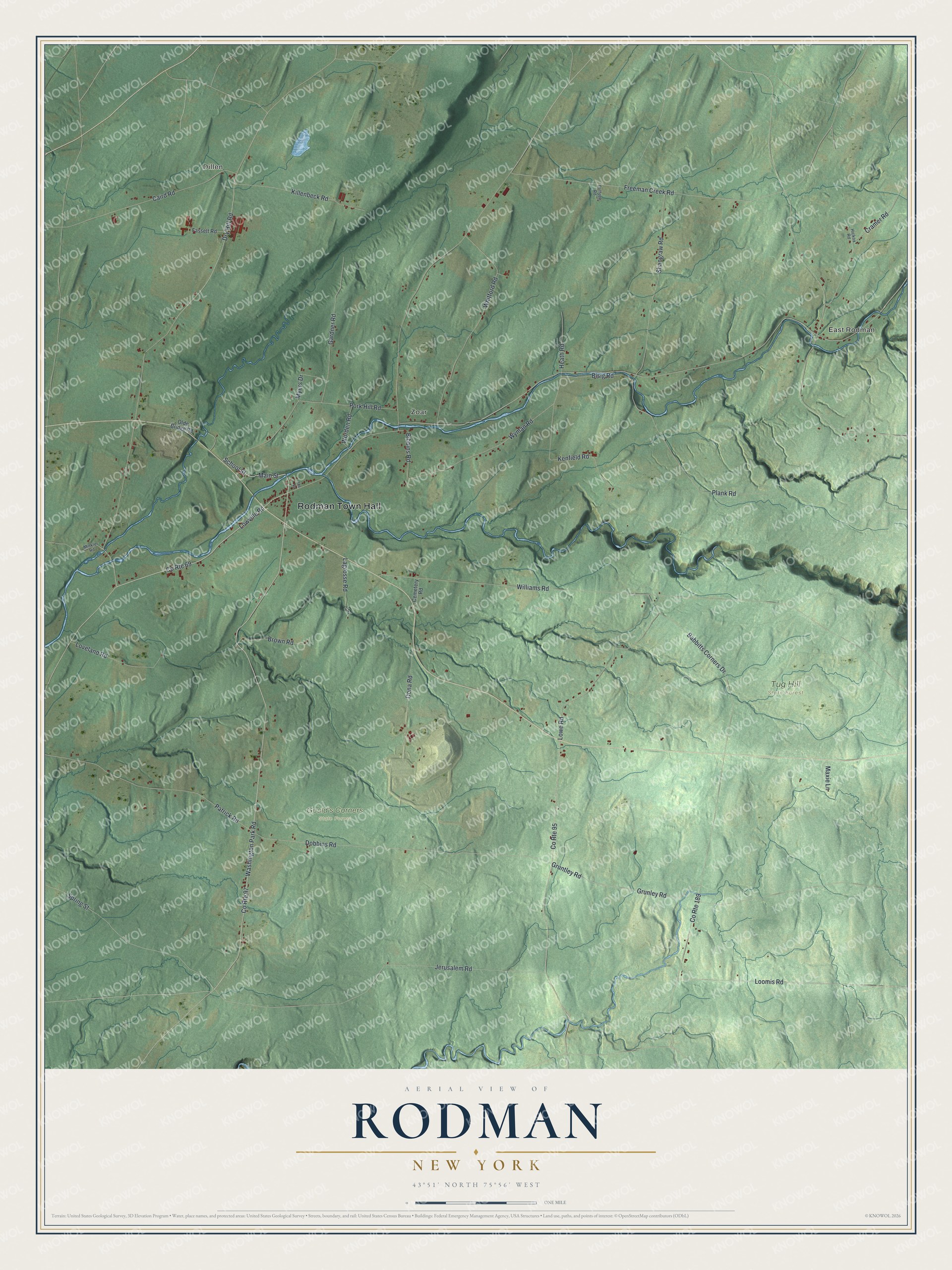 Watermarked full-map preview of Rodman, New York