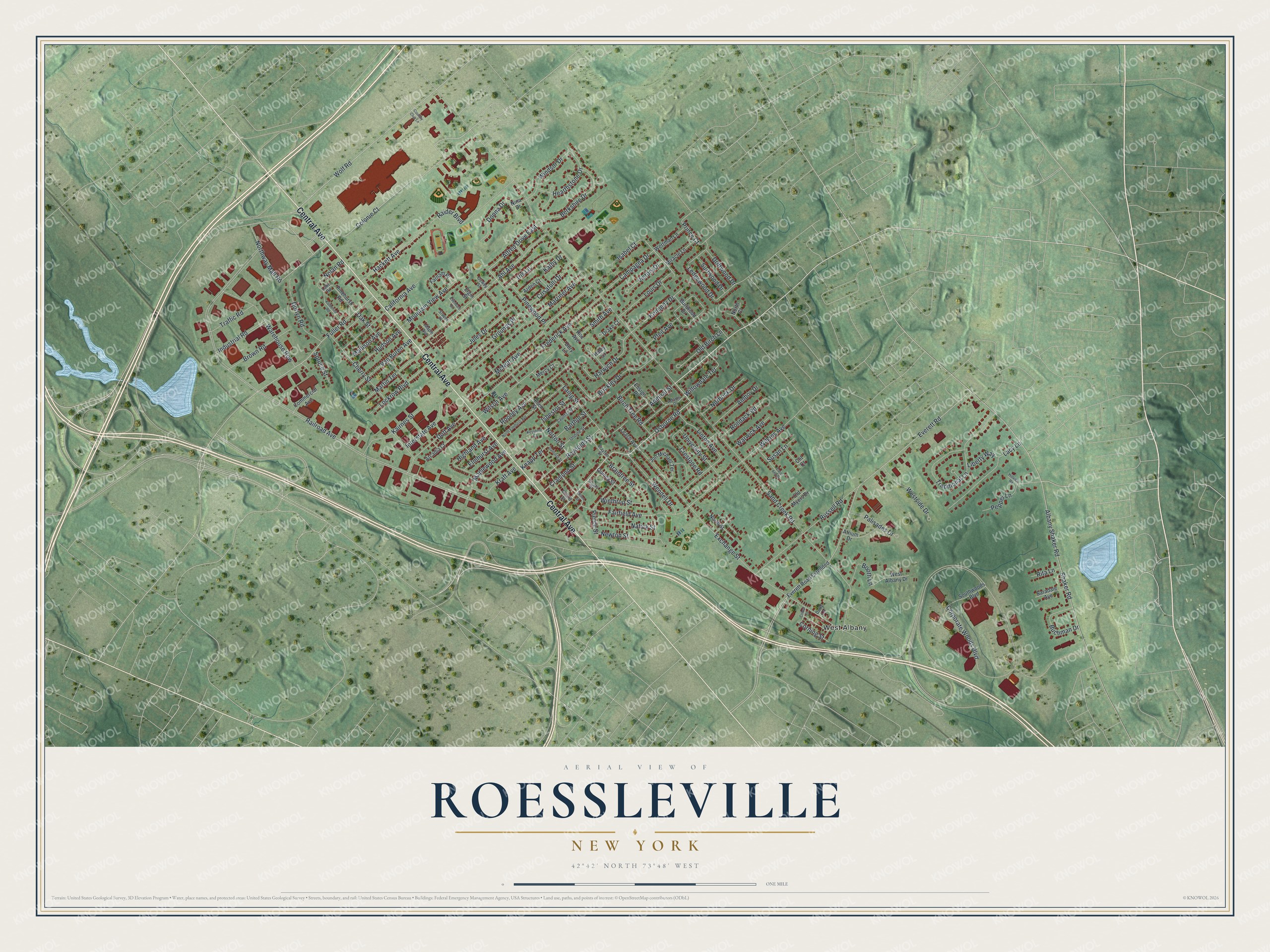 Watermarked full-map preview of Roessleville, New York