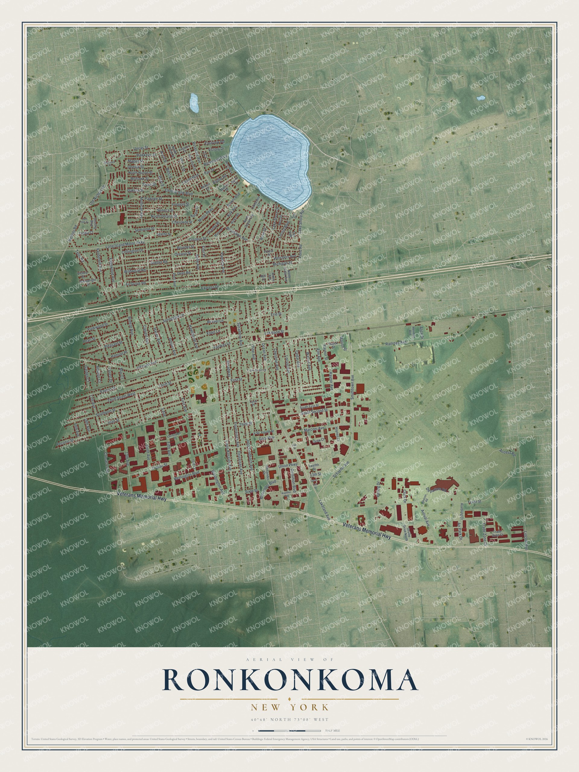 Watermarked full-map preview of Ronkonkoma, New York