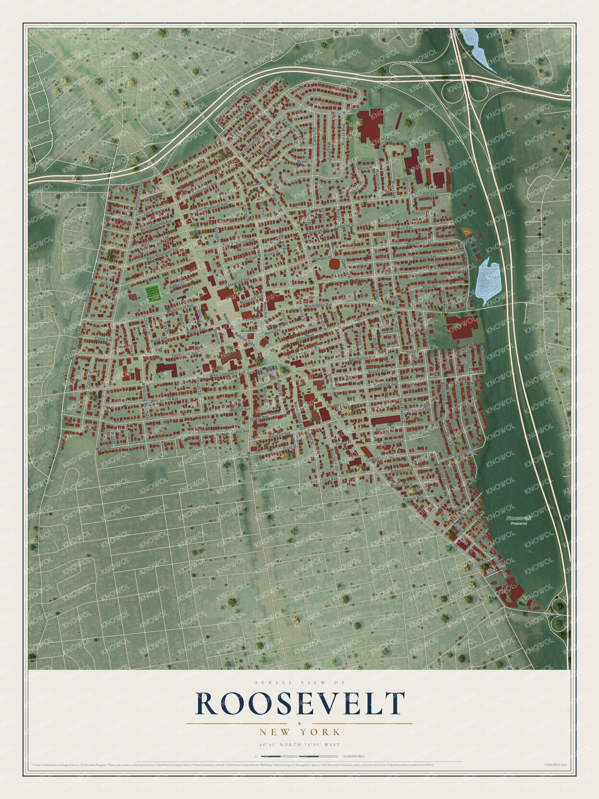 Watermarked full-map preview of Roosevelt, New York