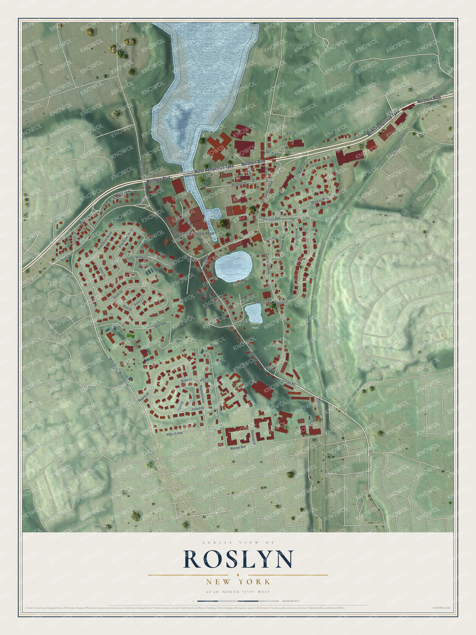 Watermarked full-map preview of Roslyn, New York