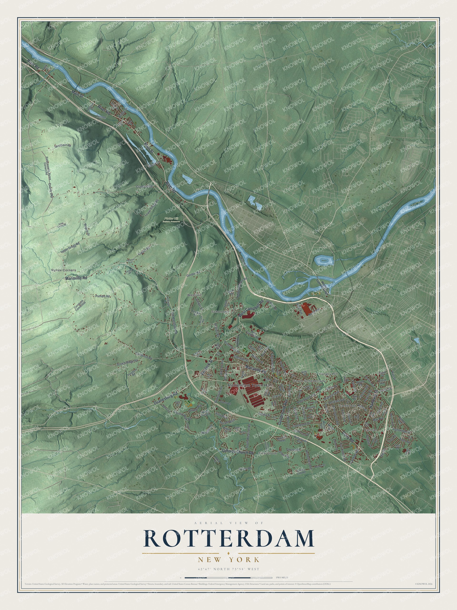 Watermarked full-map preview of Rotterdam, New York