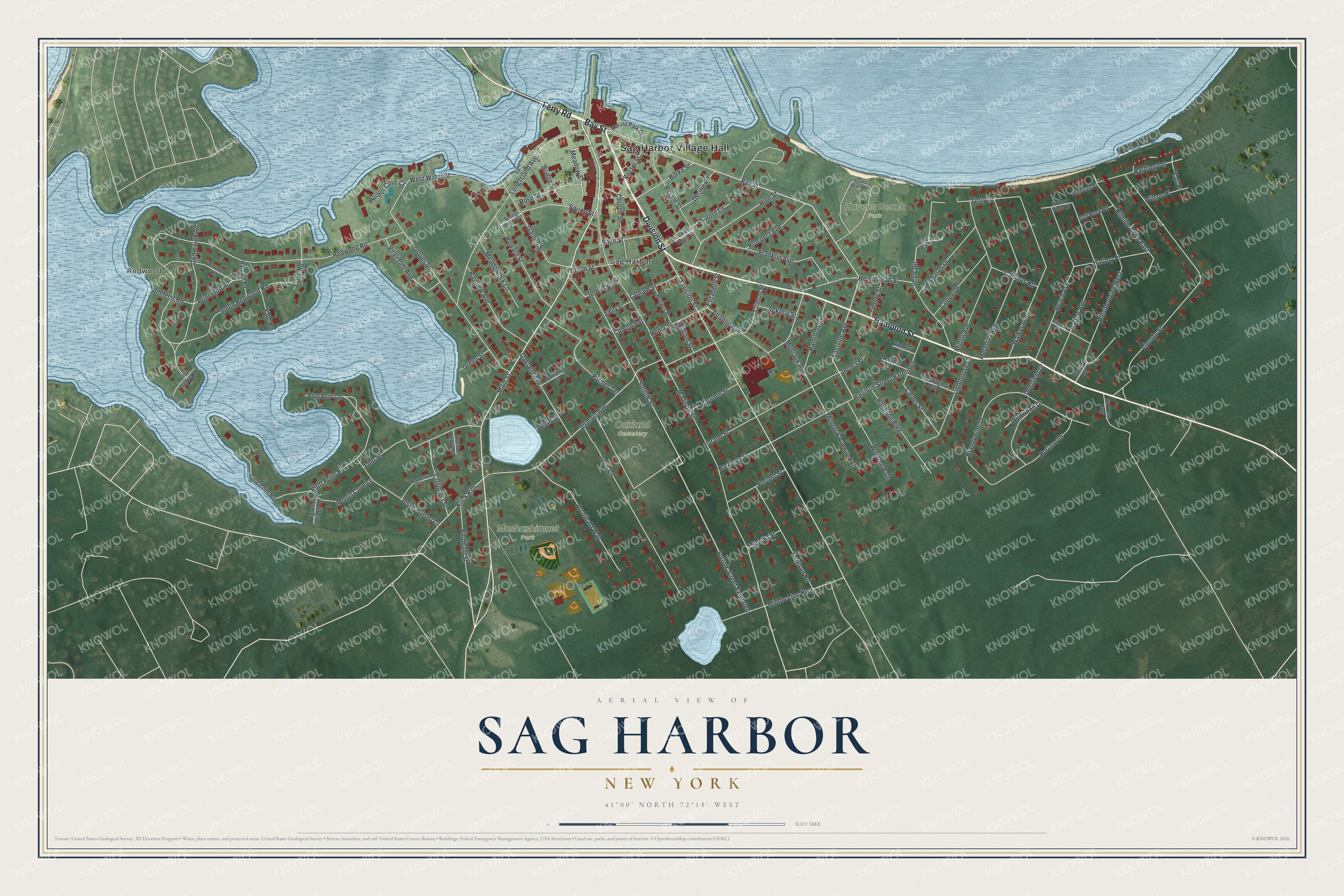 Watermarked full-map preview of Sag Harbor, New York