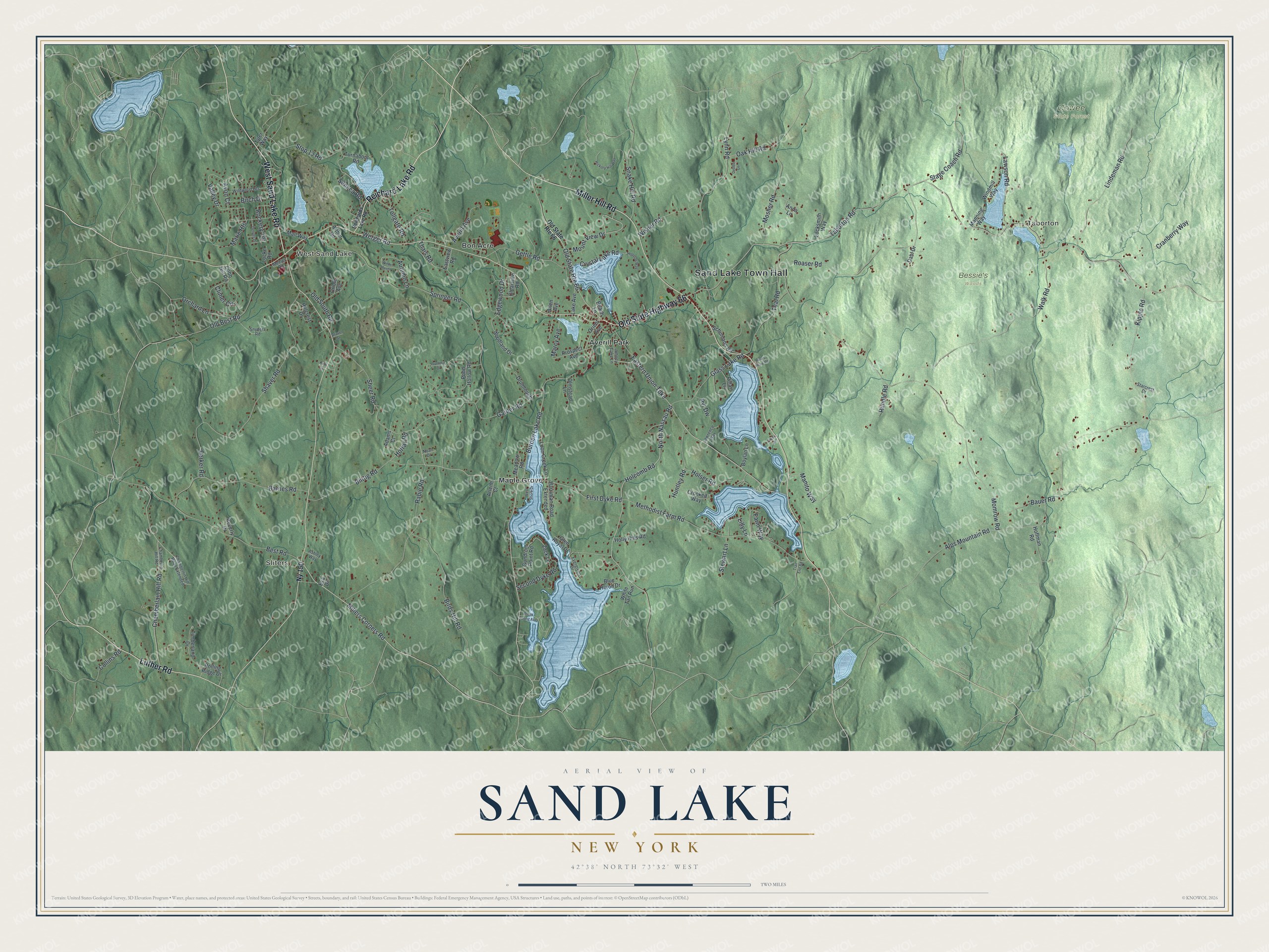 Watermarked full-map preview of Sand Lake, New York