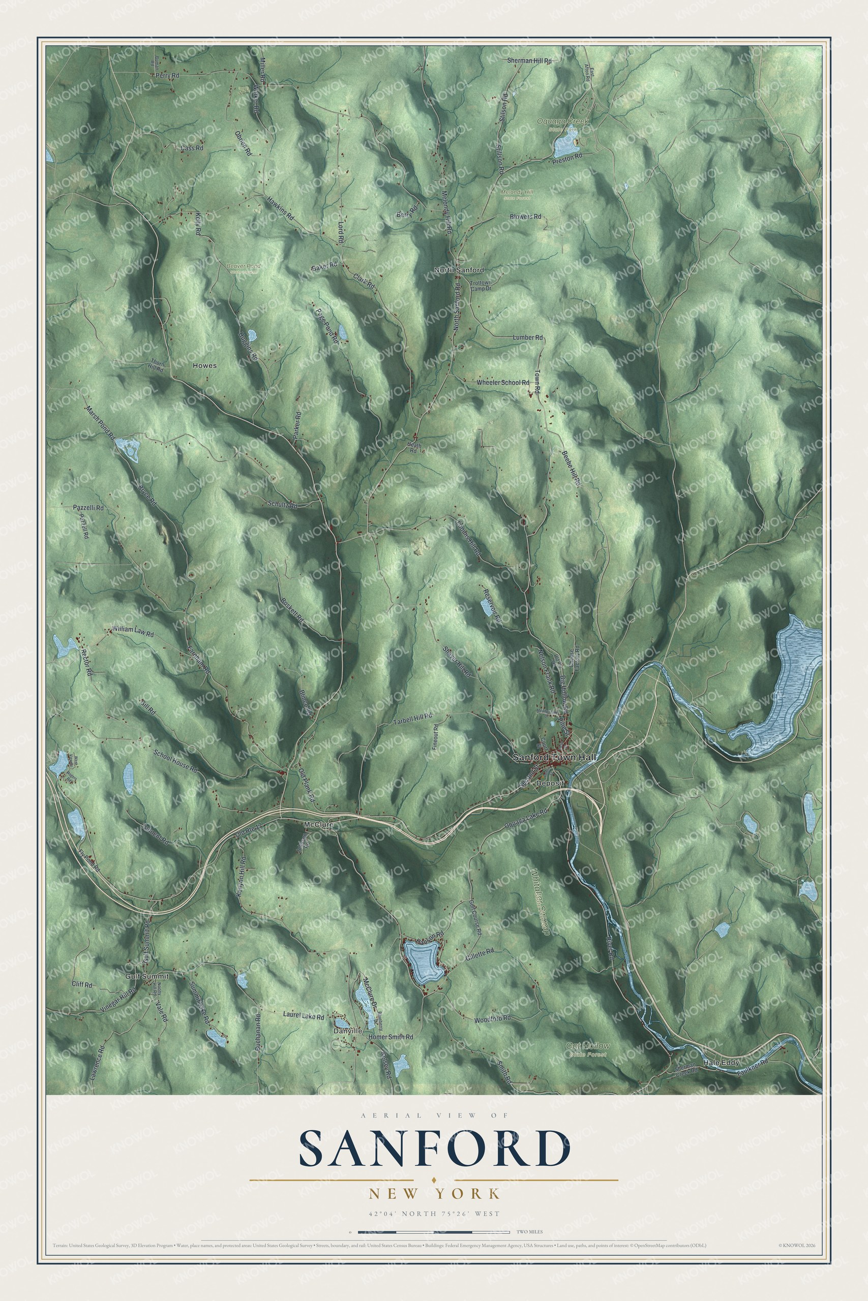 Watermarked full-map preview of Sanford, New York