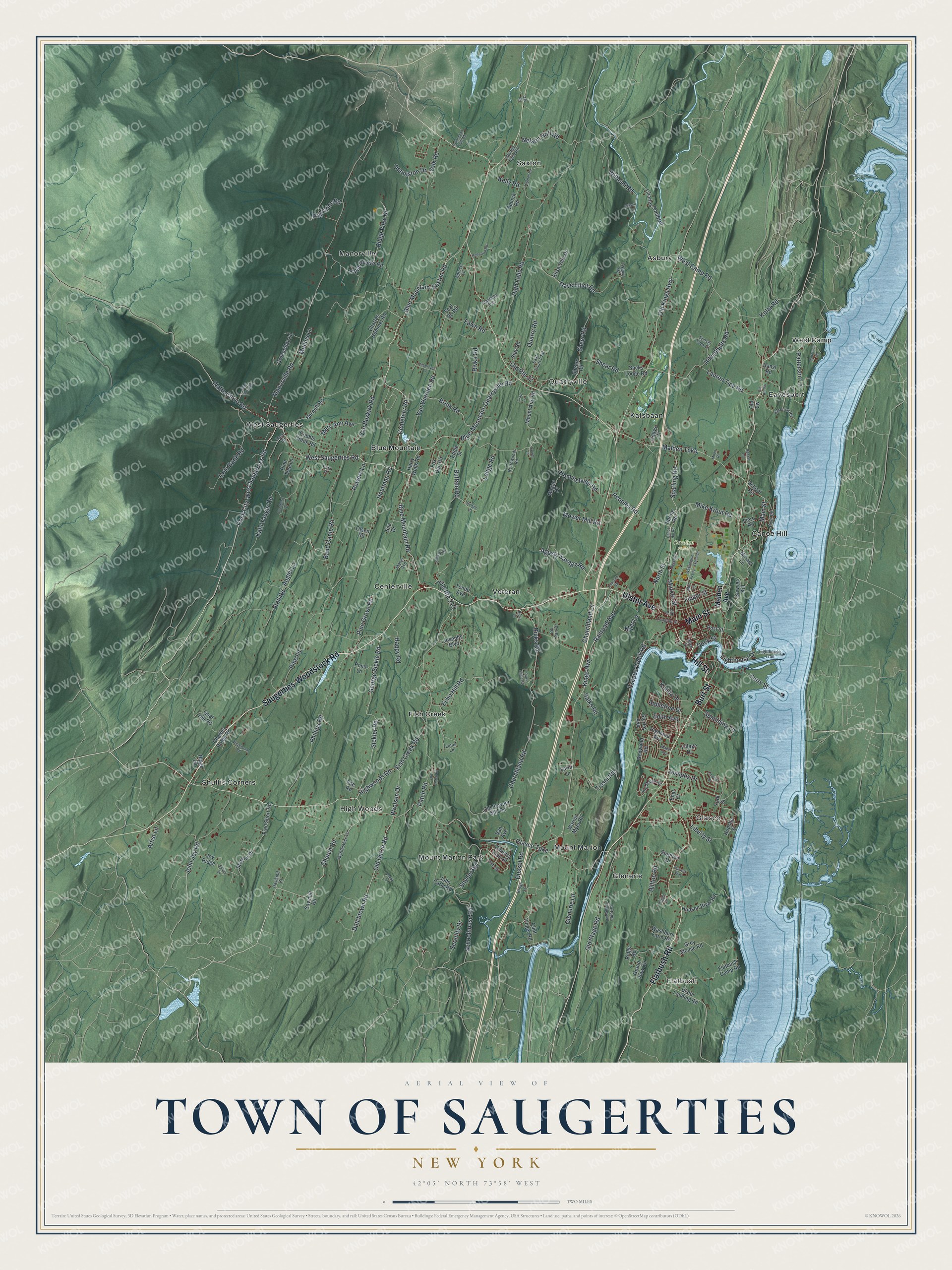 Watermarked full-map preview of Saugerties, New York