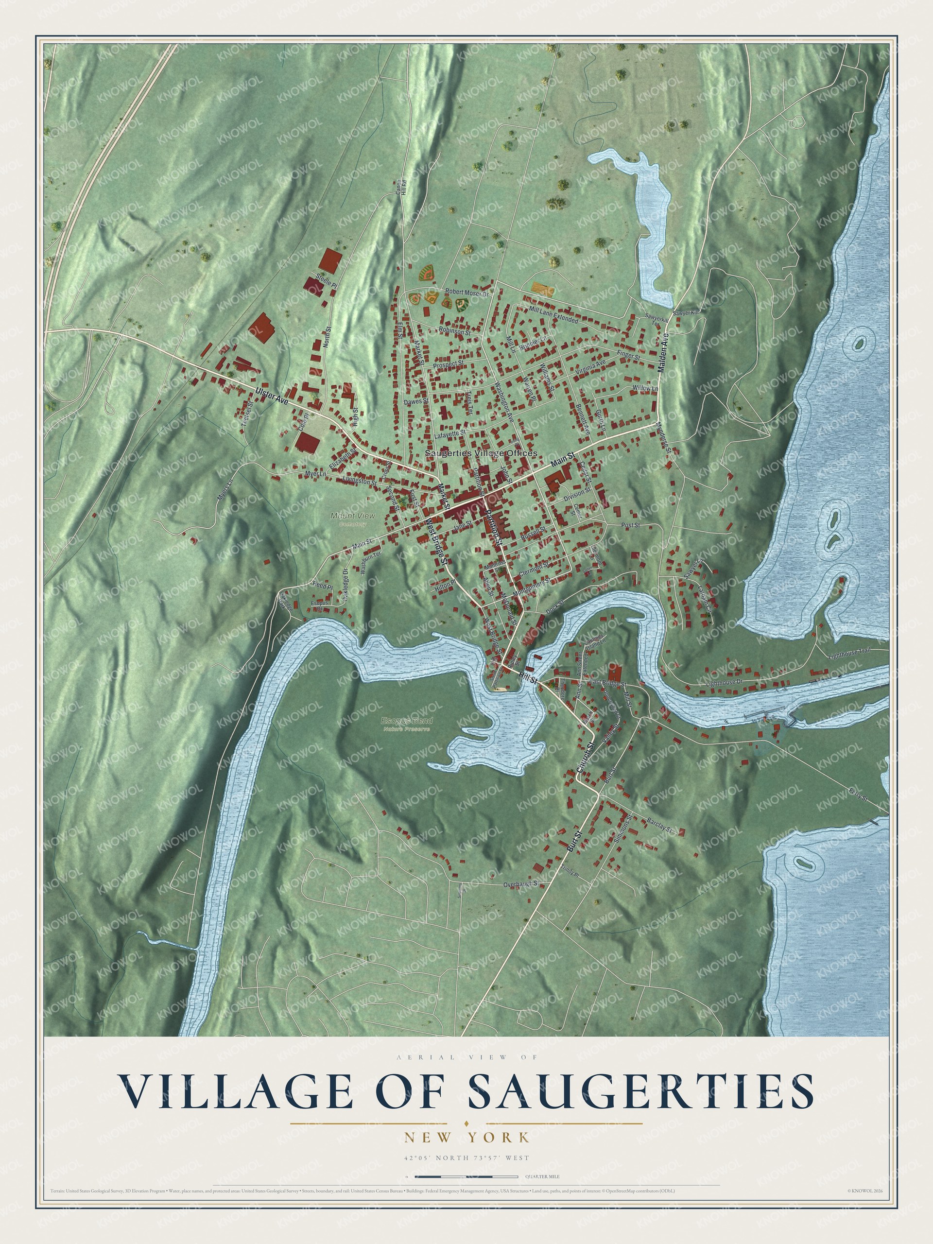Watermarked full-map preview of Saugerties, New York