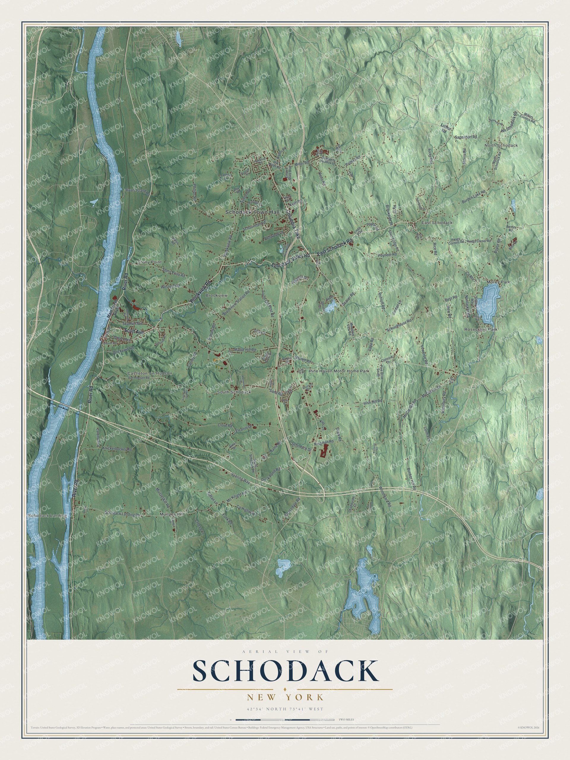 Watermarked full-map preview of Schodack, New York