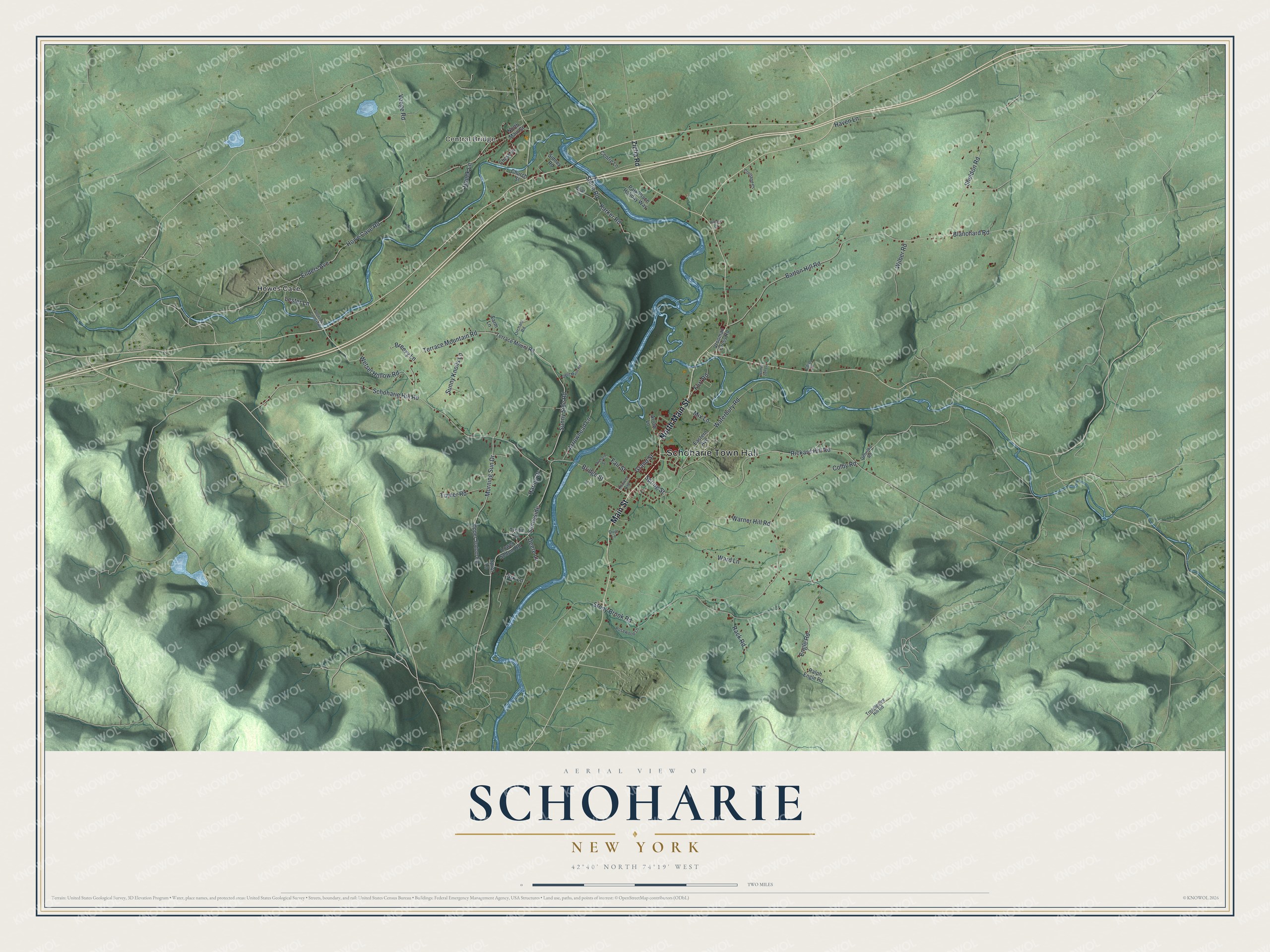 Watermarked full-map preview of Schoharie, New York