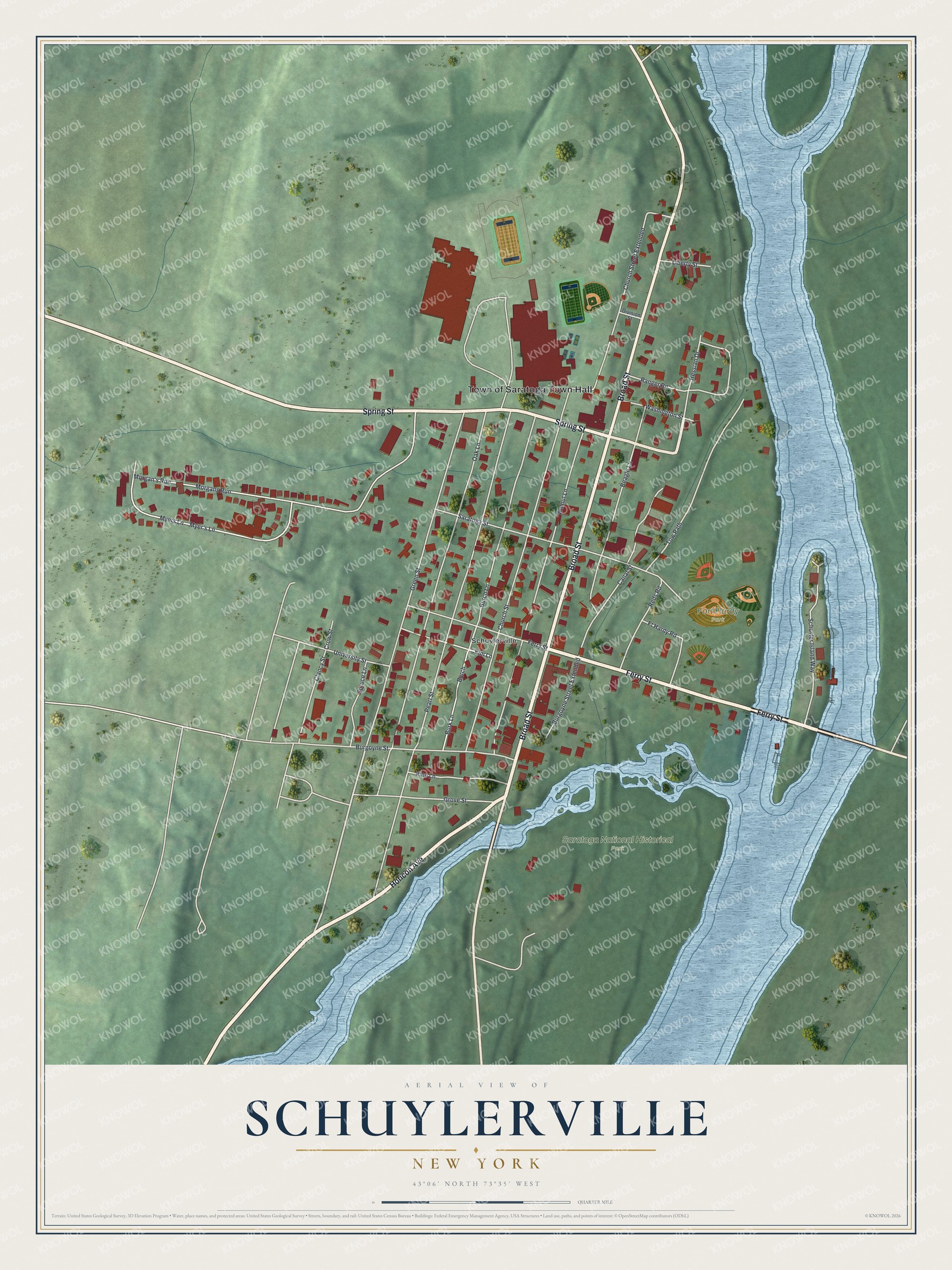 Watermarked full-map preview of Schuylerville, New York