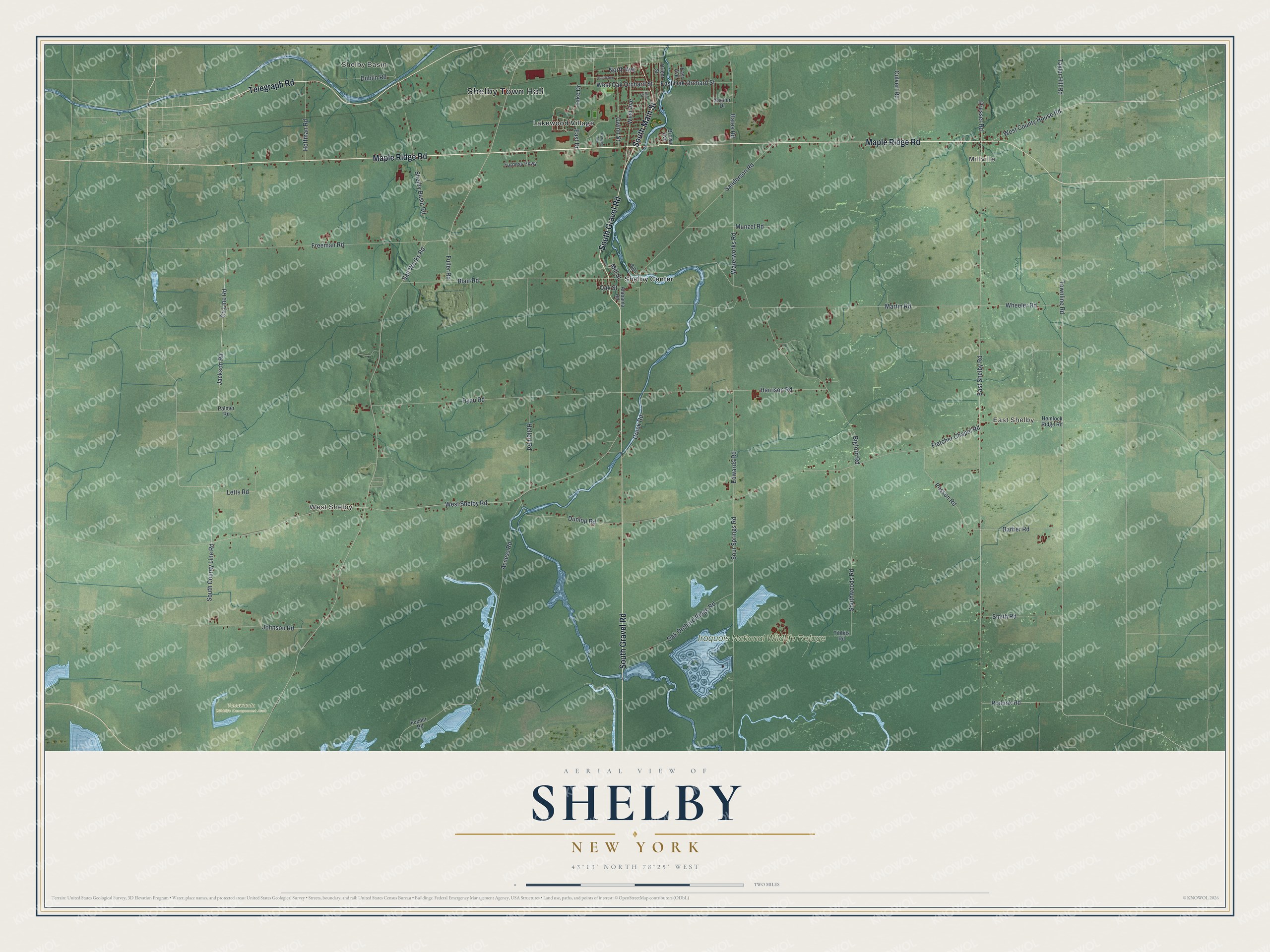 Watermarked full-map preview of Shelby, New York