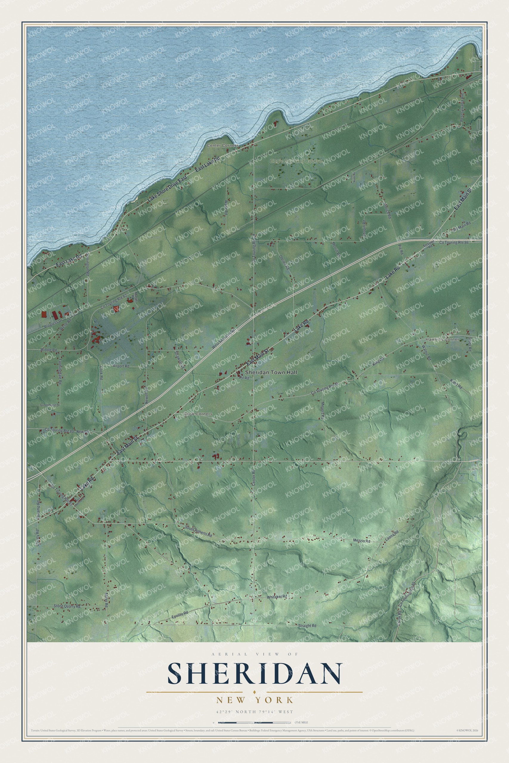 Watermarked full-map preview of Sheridan, New York
