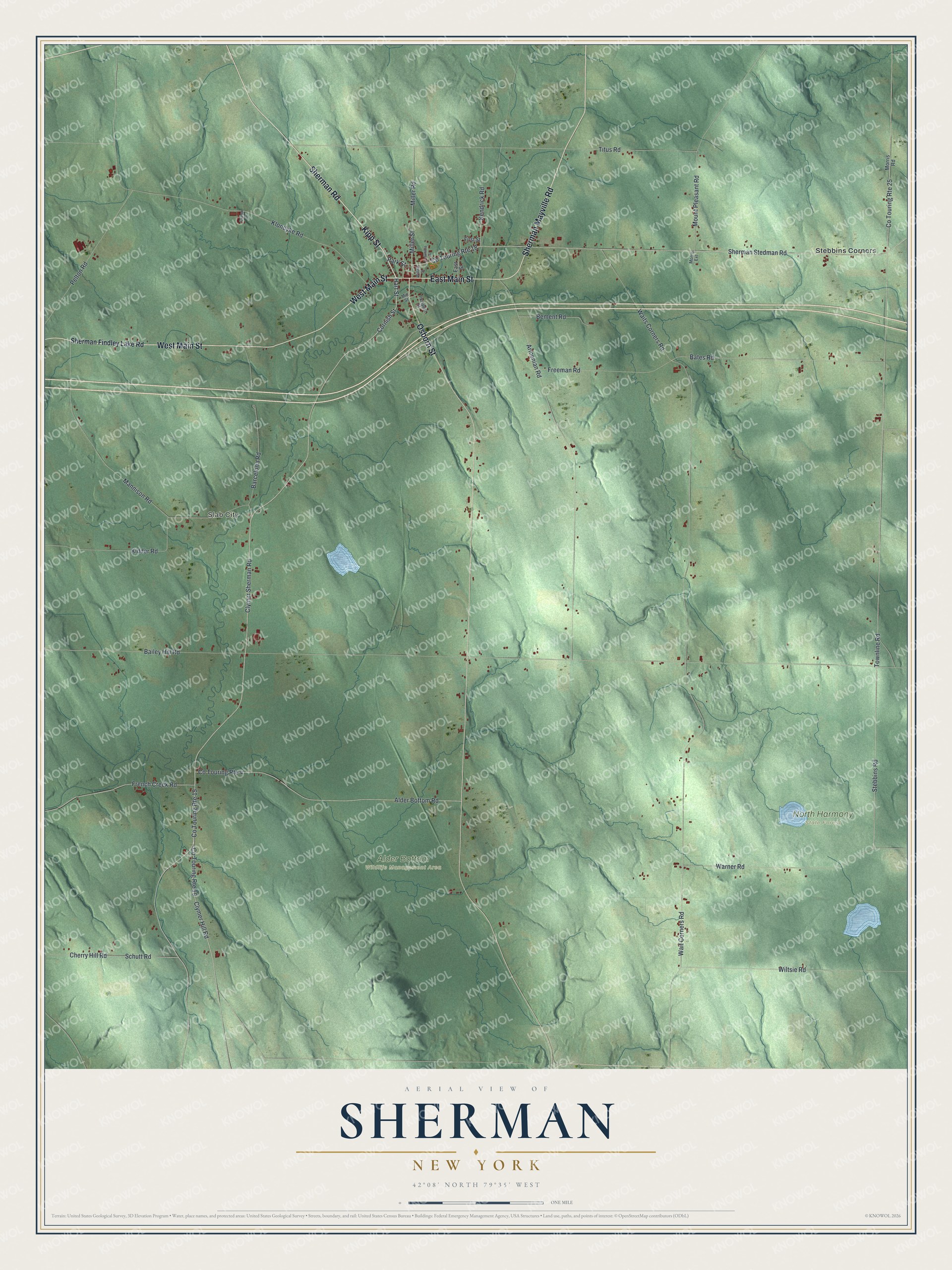 Watermarked full-map preview of Sherman, New York