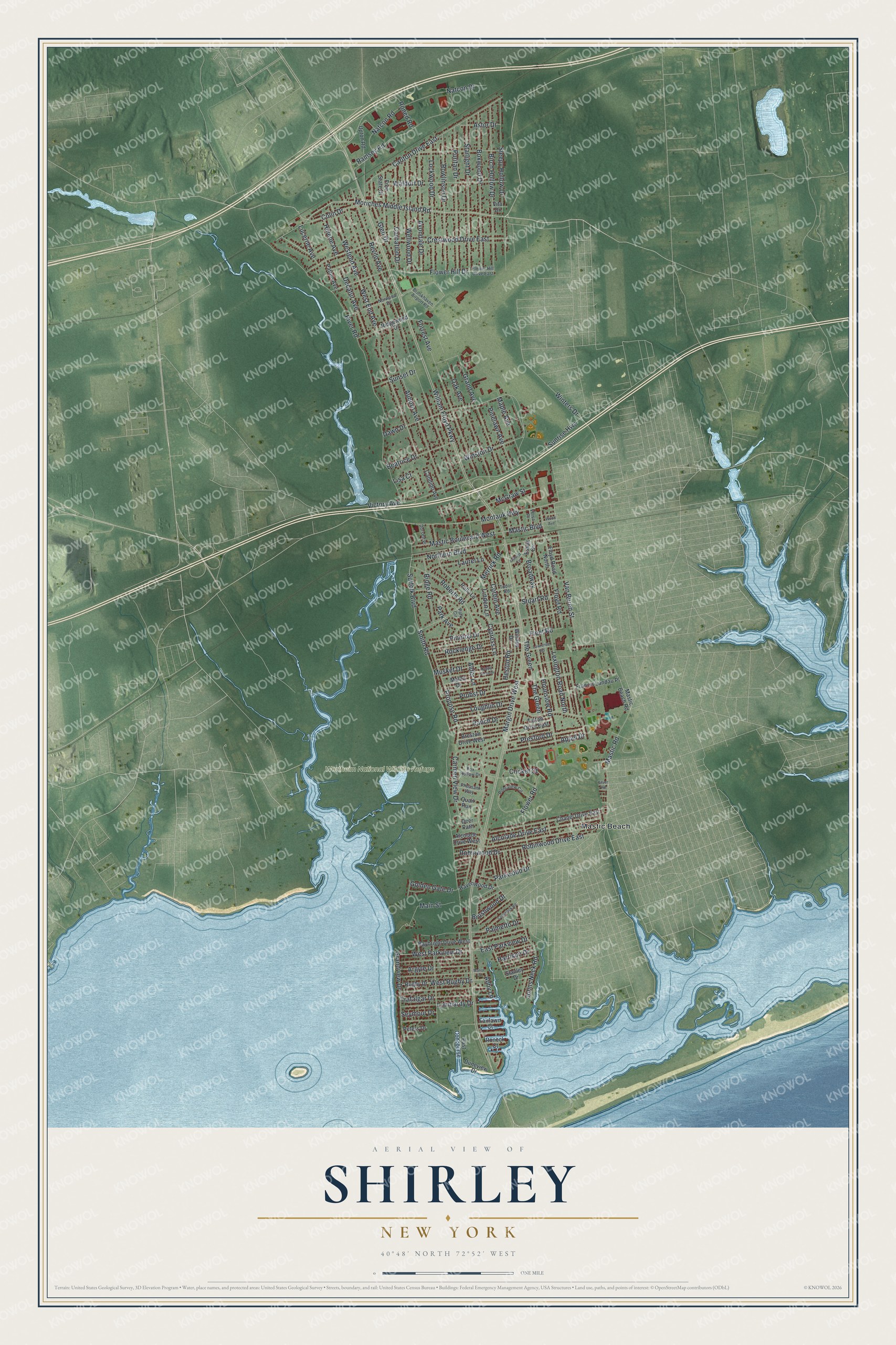 Watermarked full-map preview of Shirley, New York