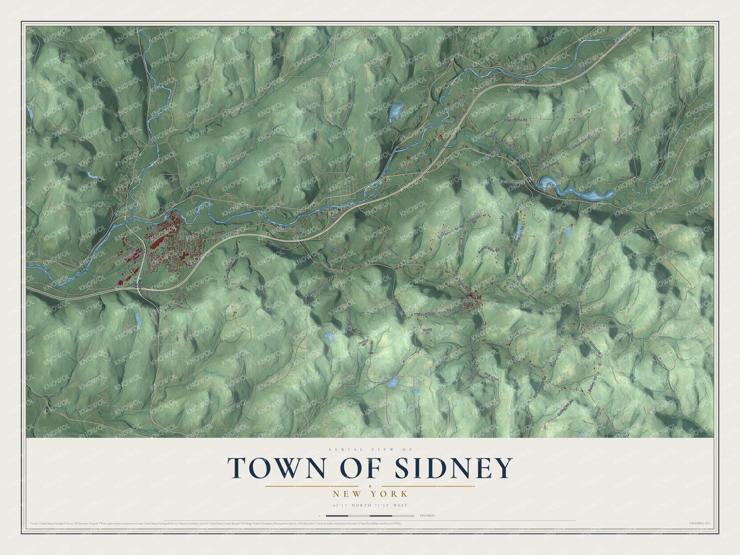 Watermarked full-map preview of Sidney, New York
