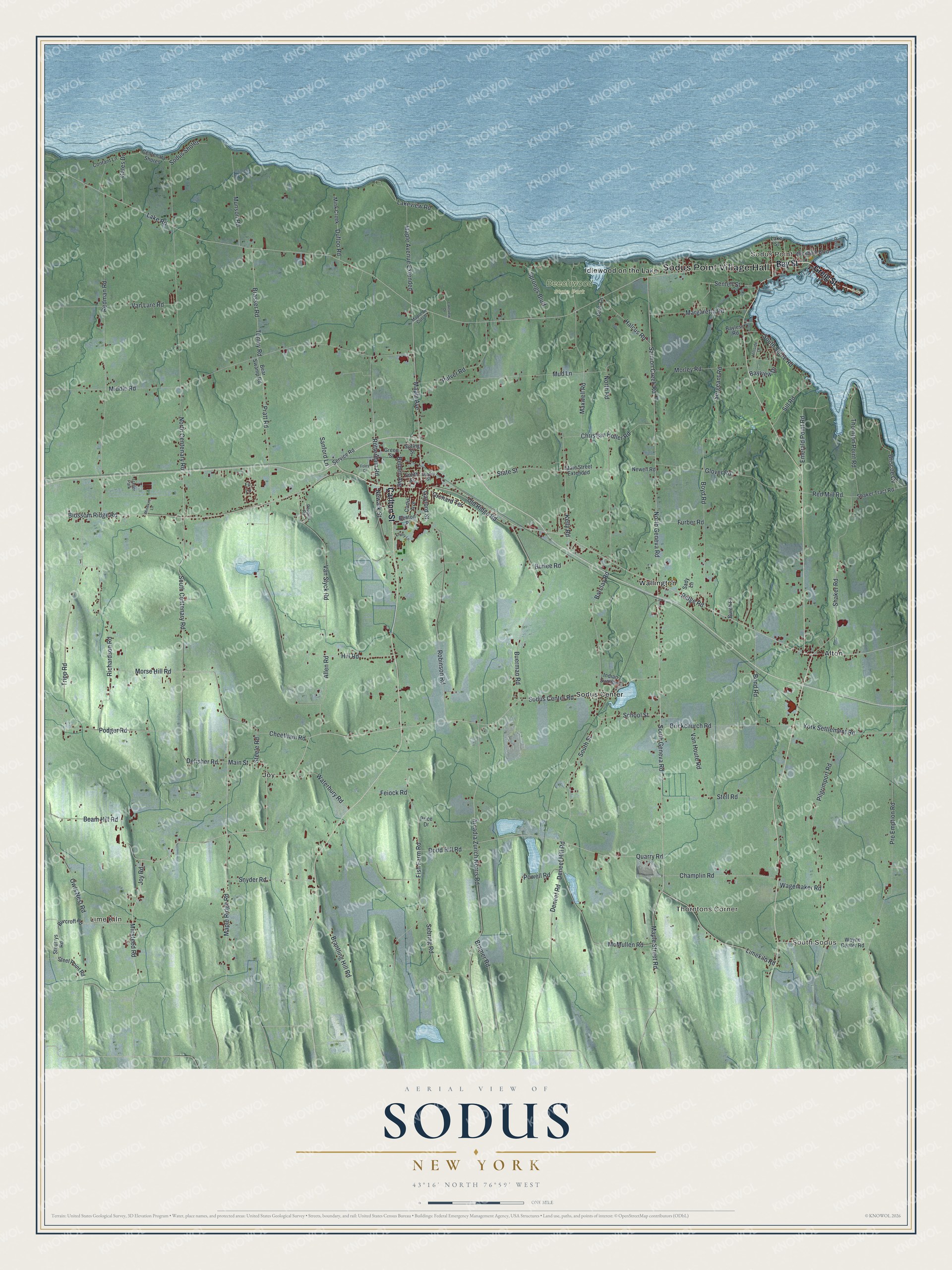 Watermarked full-map preview of Sodus, New York