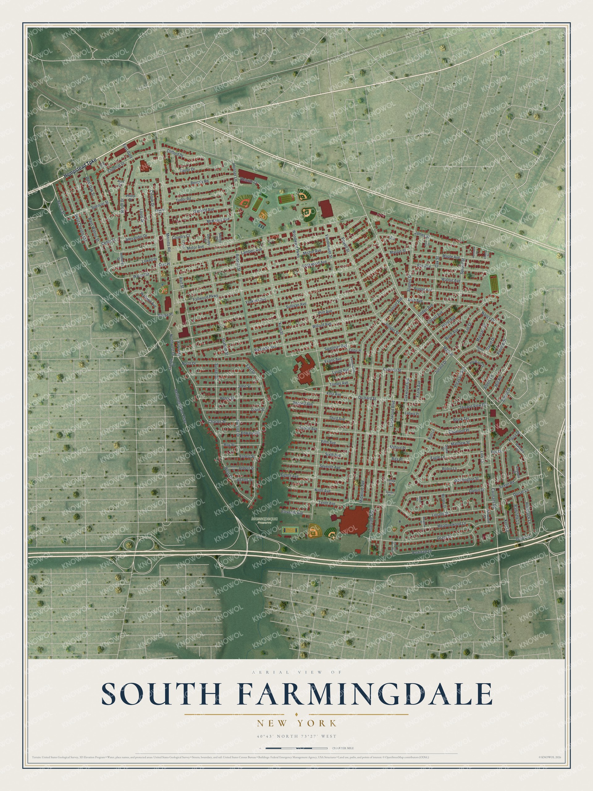 Watermarked full-map preview of South Farmingdale, New York