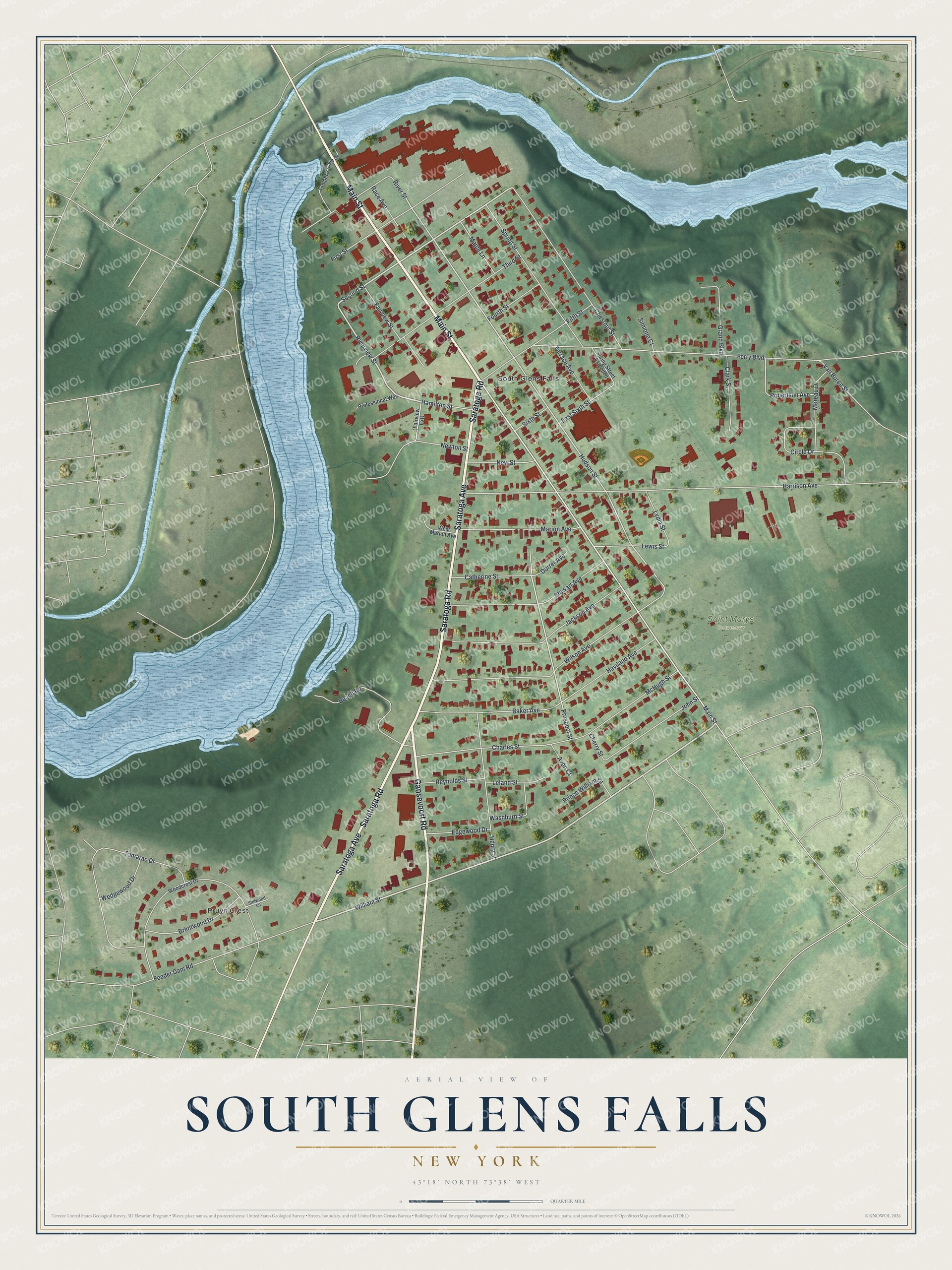 Watermarked full-map preview of South Glens Falls, New York