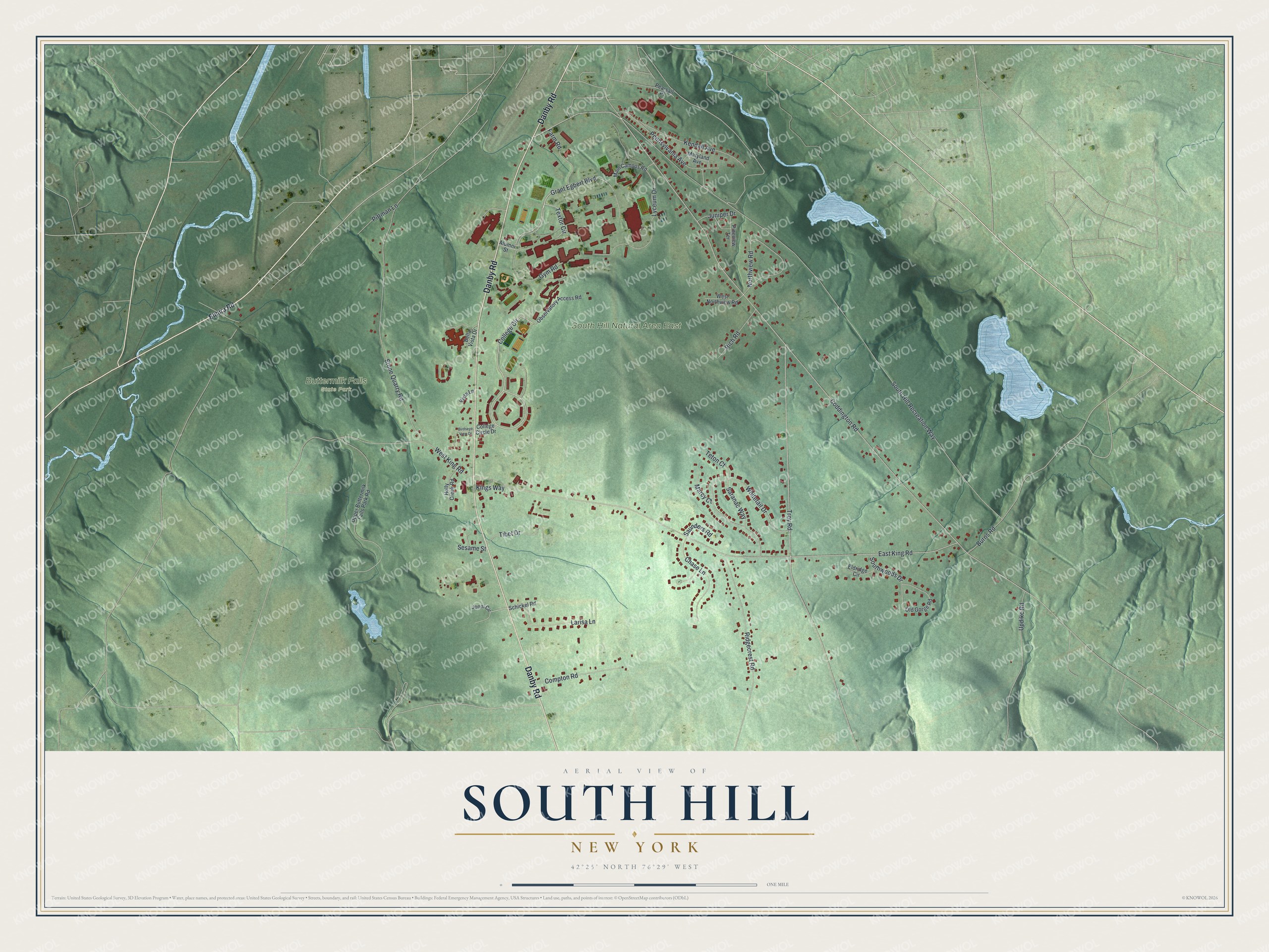 Watermarked full-map preview of South Hill, New York