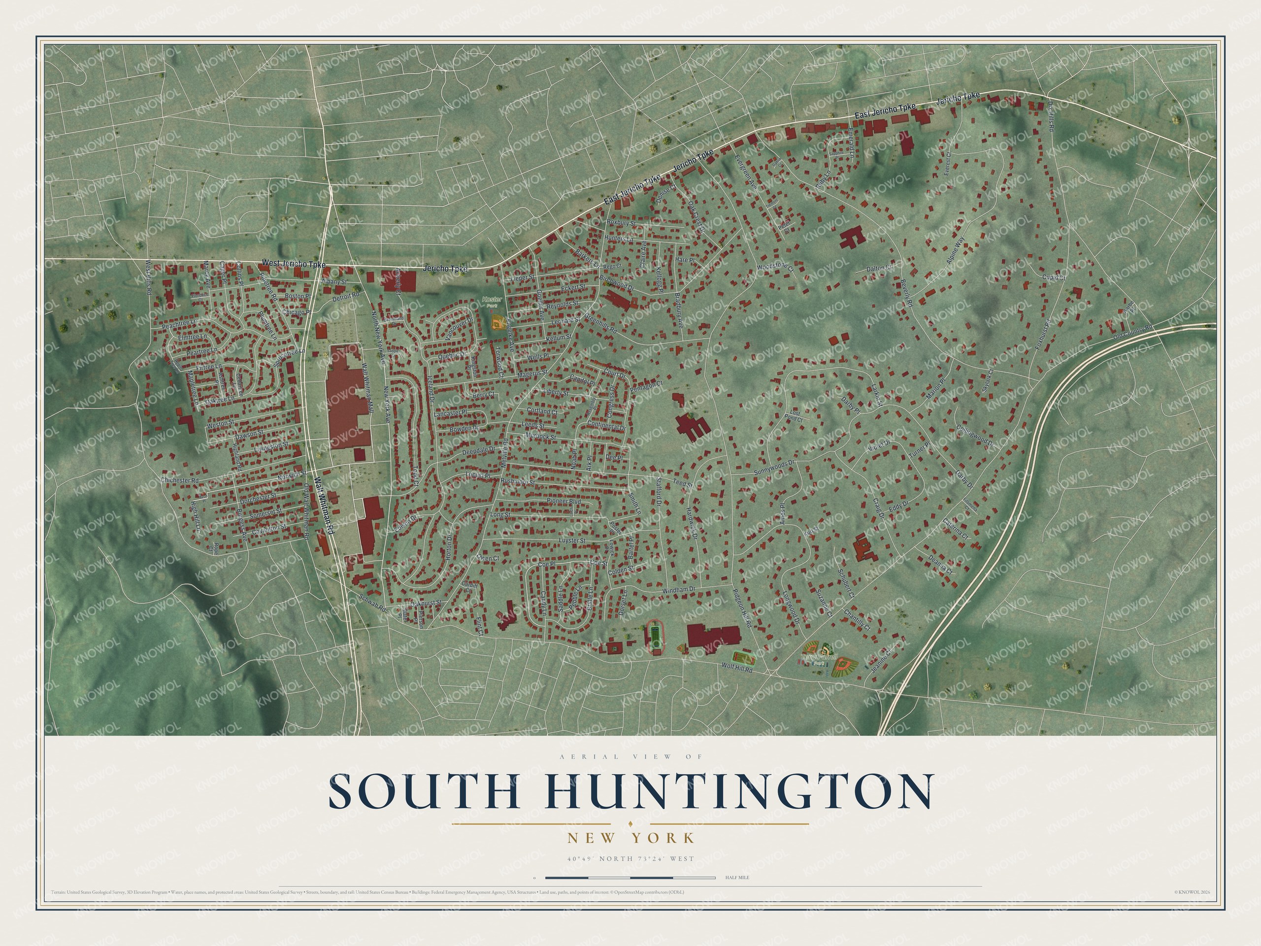 Watermarked full-map preview of South Huntington, New York
