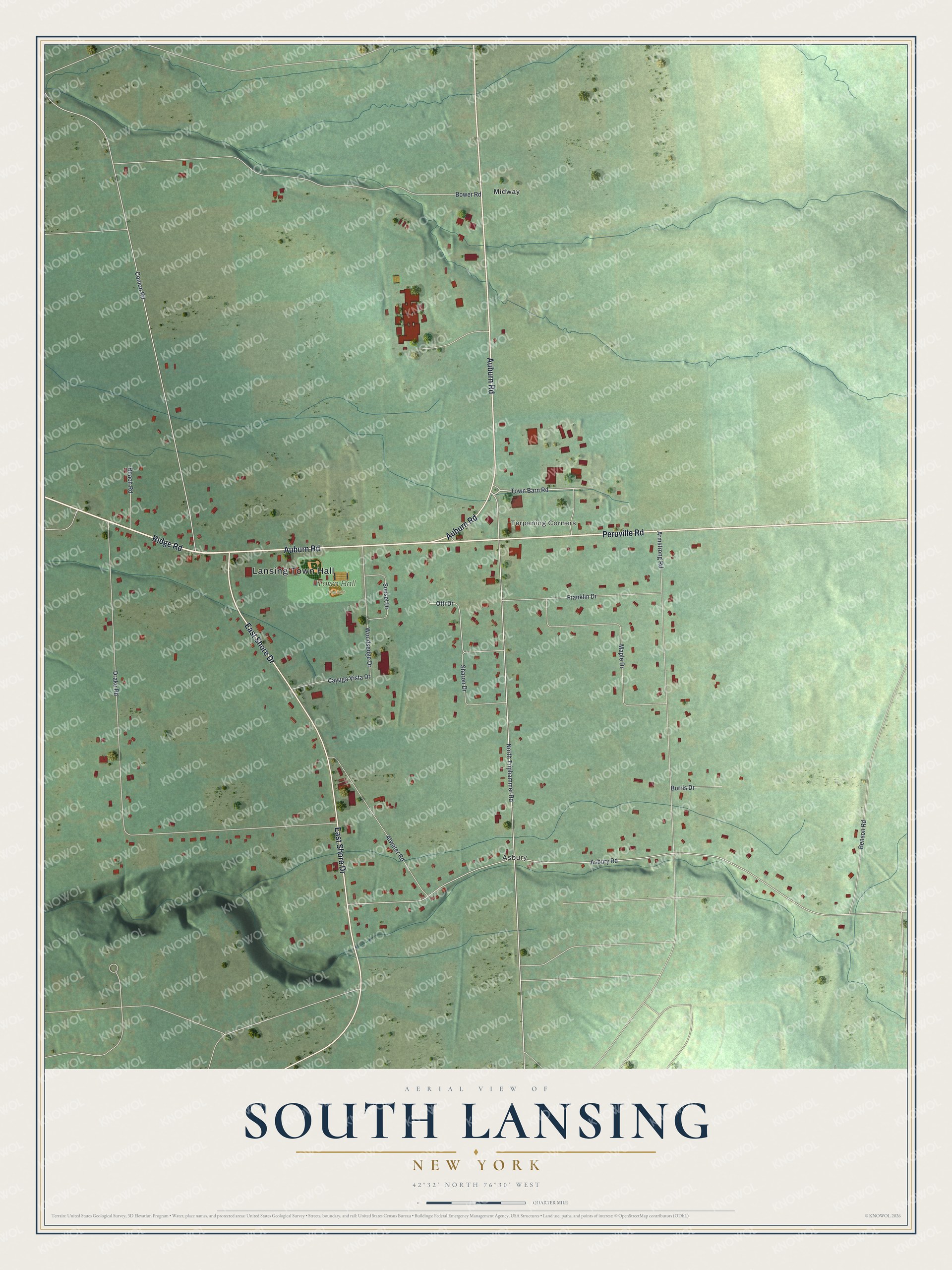 Watermarked full-map preview of South Lansing, New York