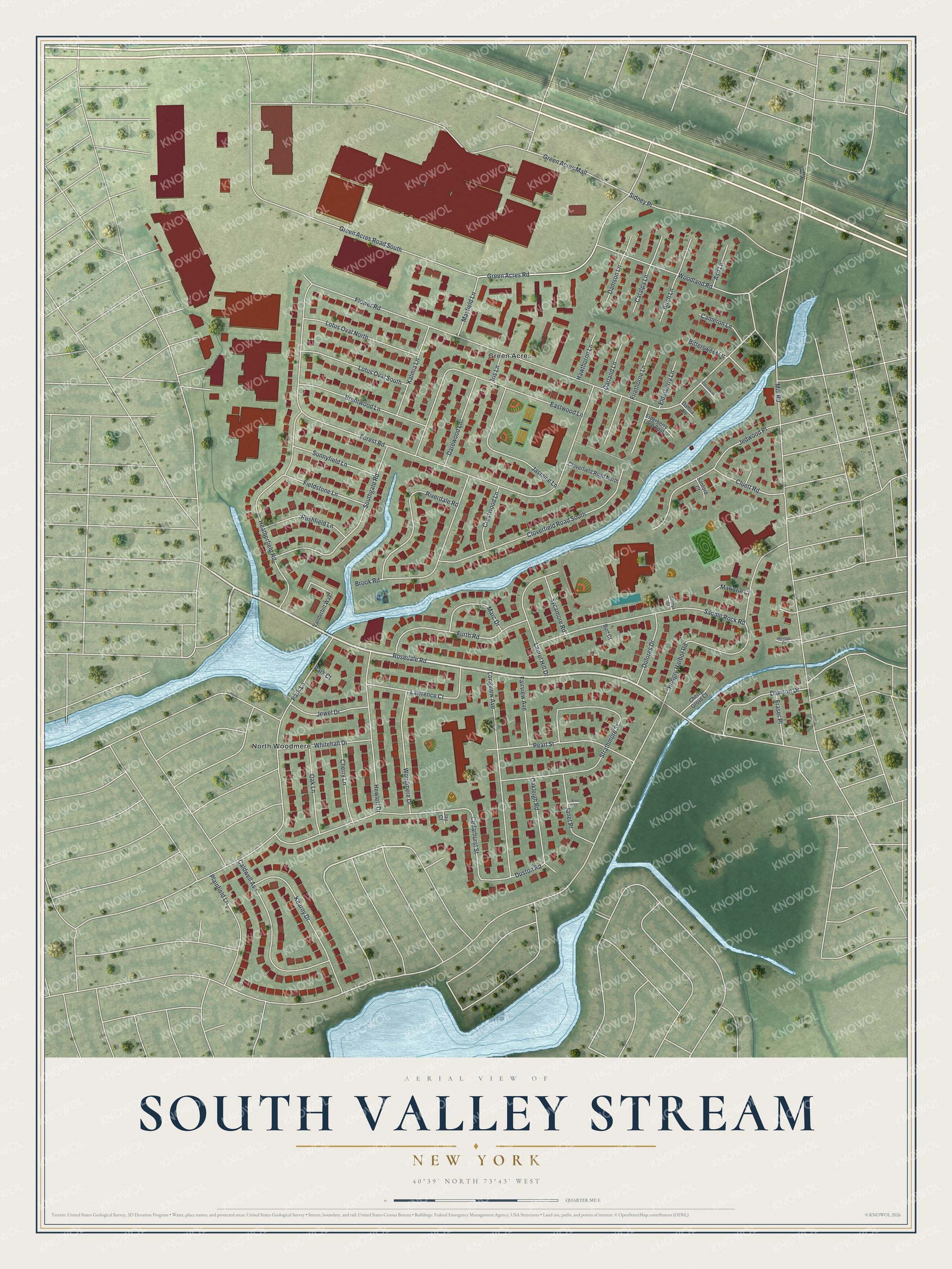 Watermarked full-map preview of South Valley Stream, New York