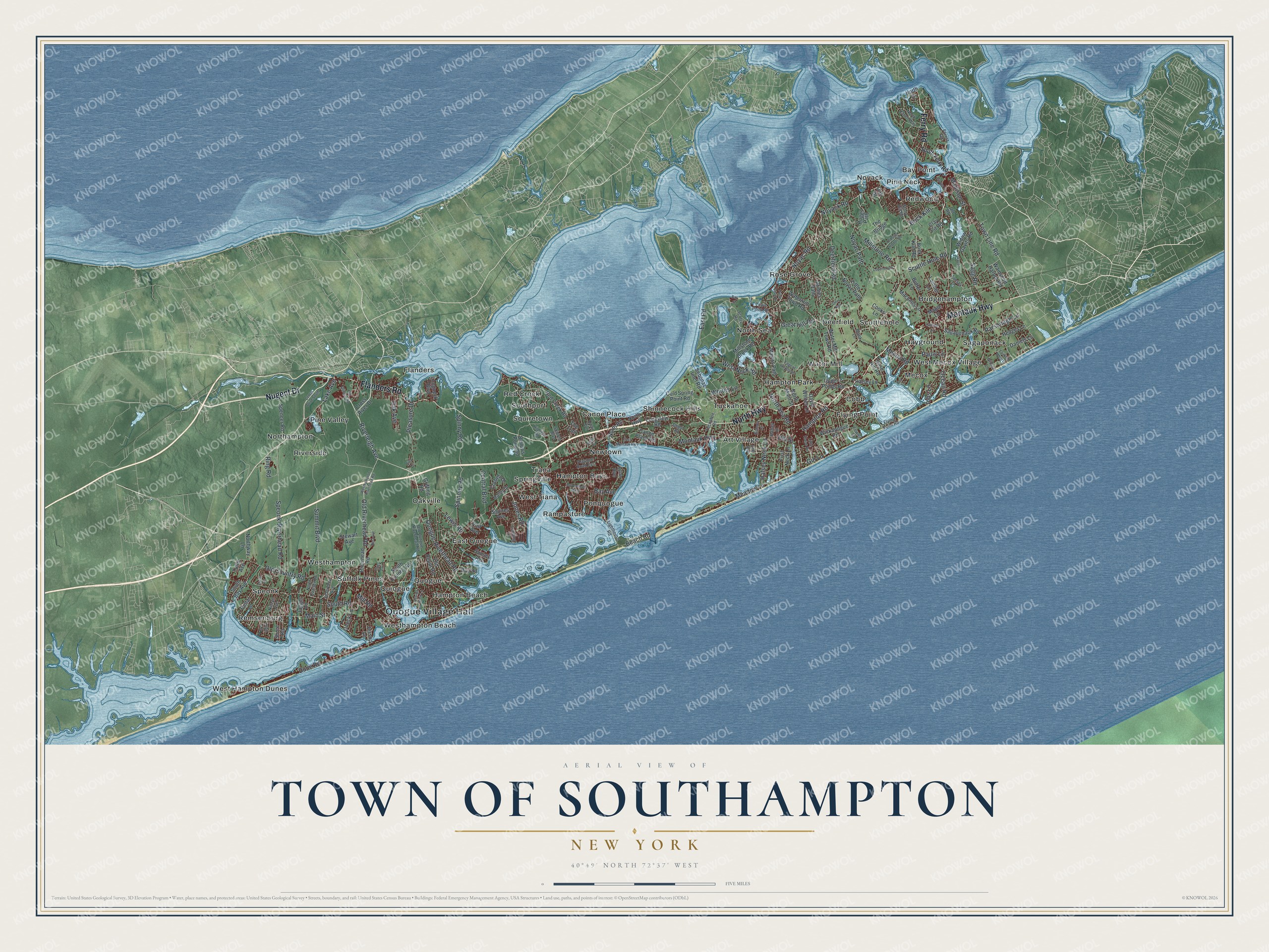 Watermarked full-map preview of Southampton, New York