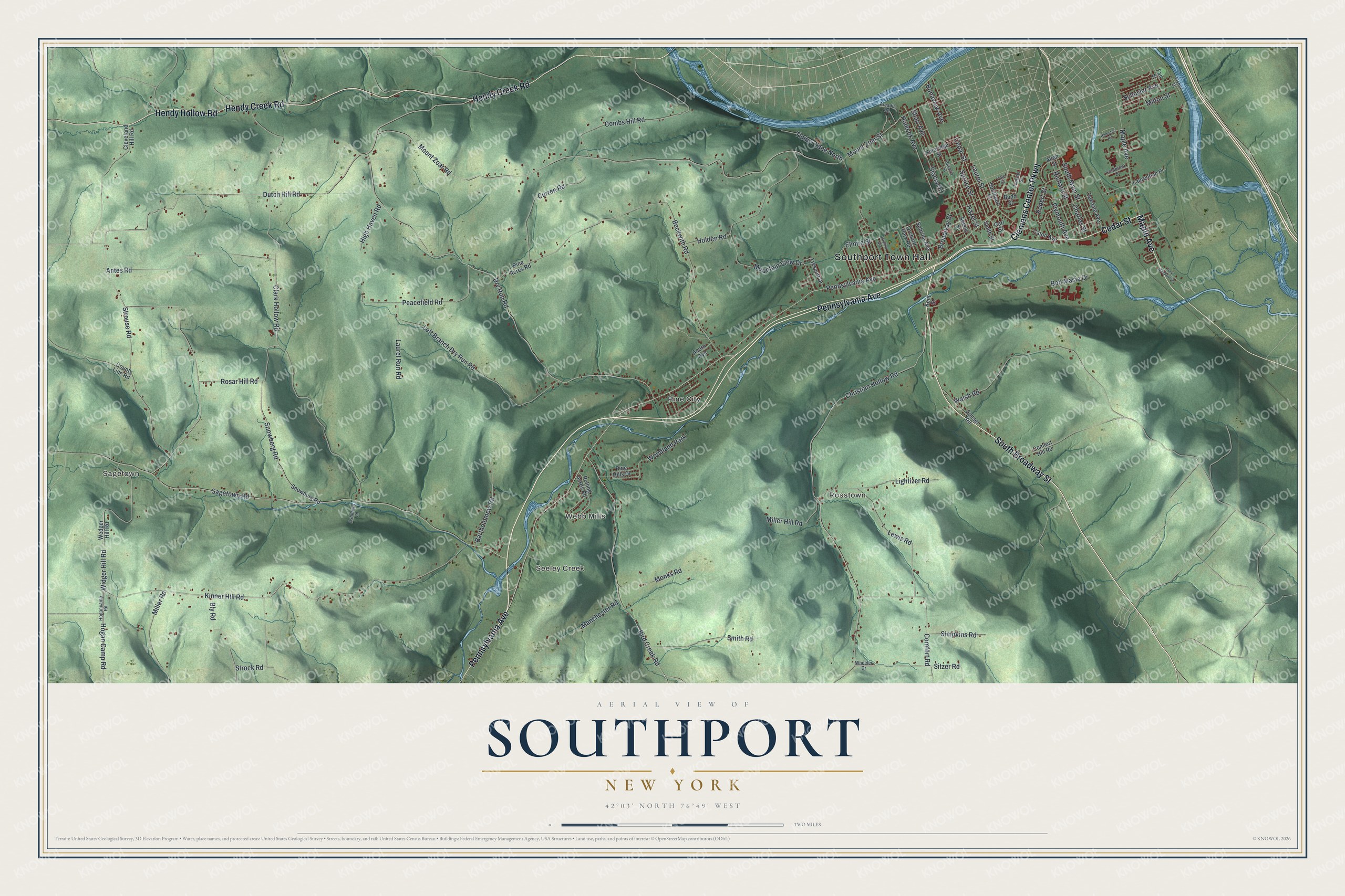 Watermarked full-map preview of Southport, New York
