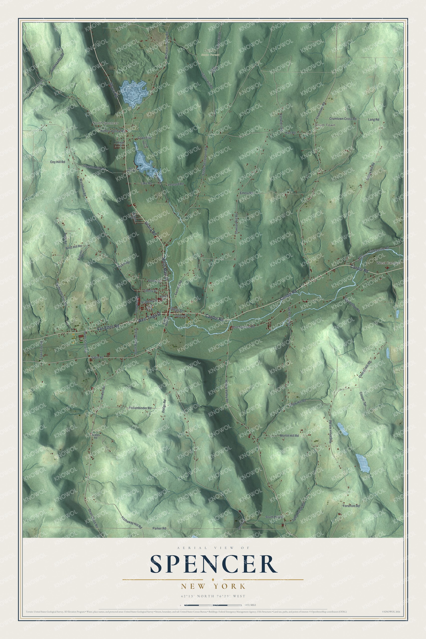 Watermarked full-map preview of Spencer, New York