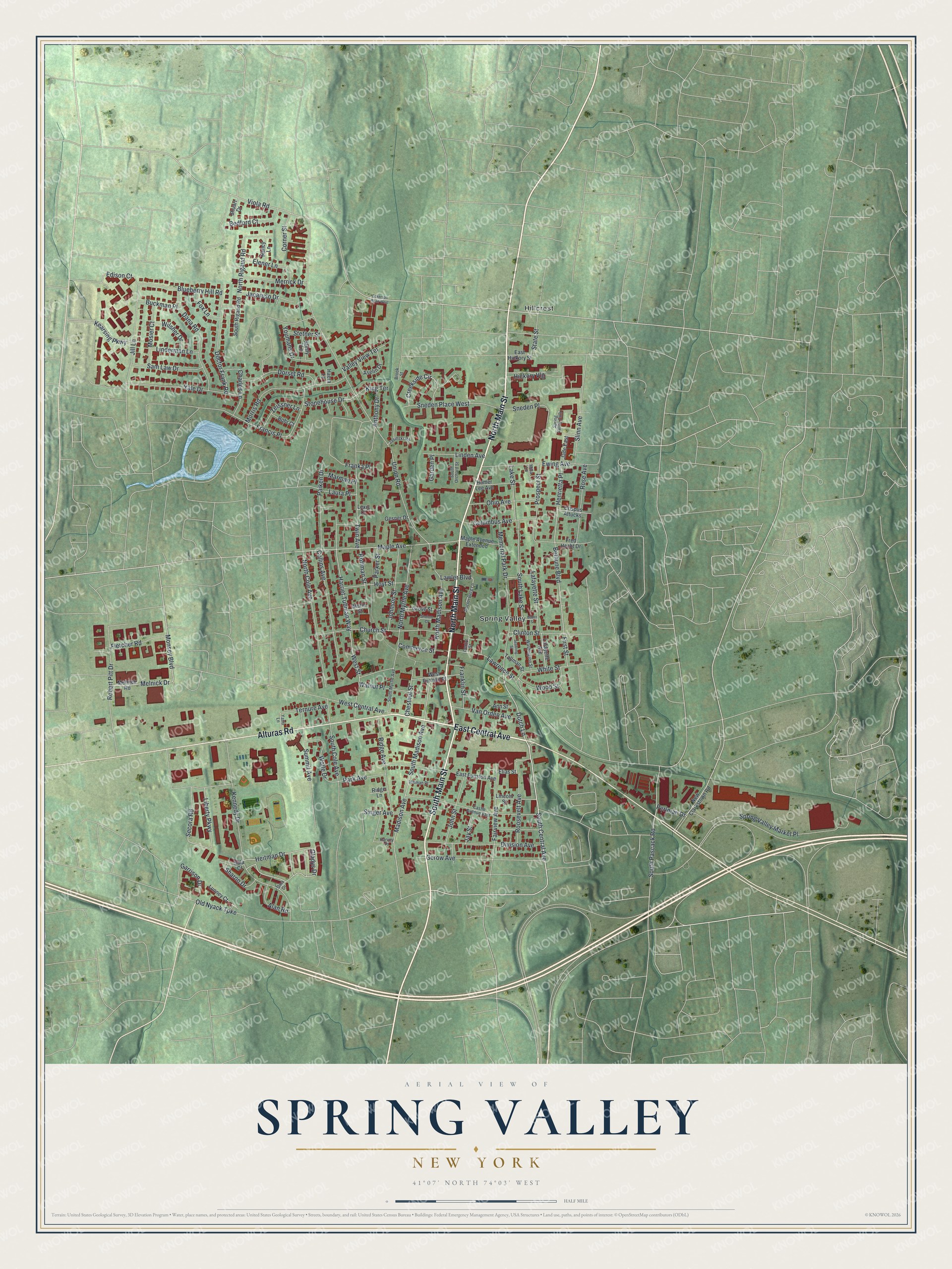 Watermarked full-map preview of Spring Valley, New York