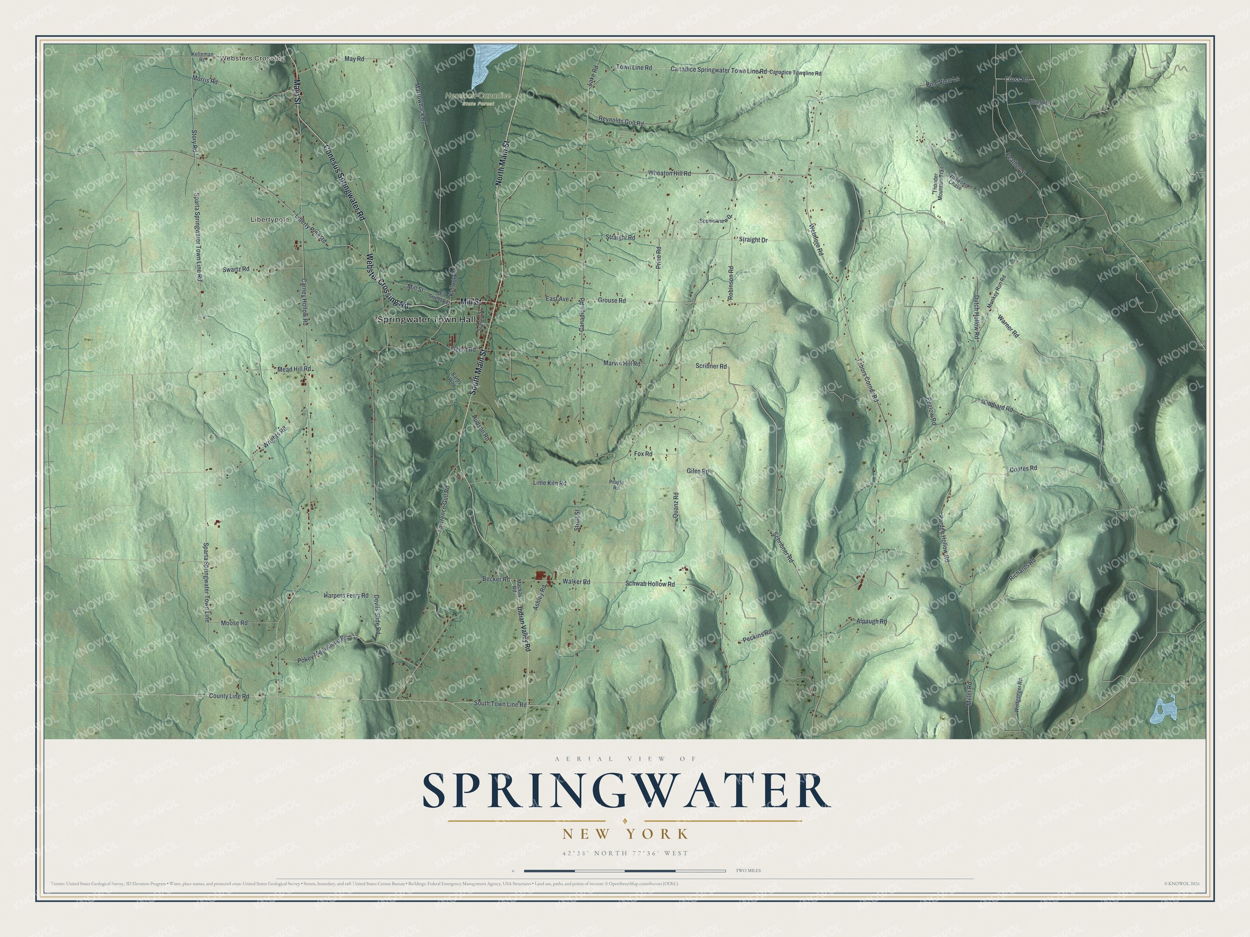 Watermarked full-map preview of Springwater, New York