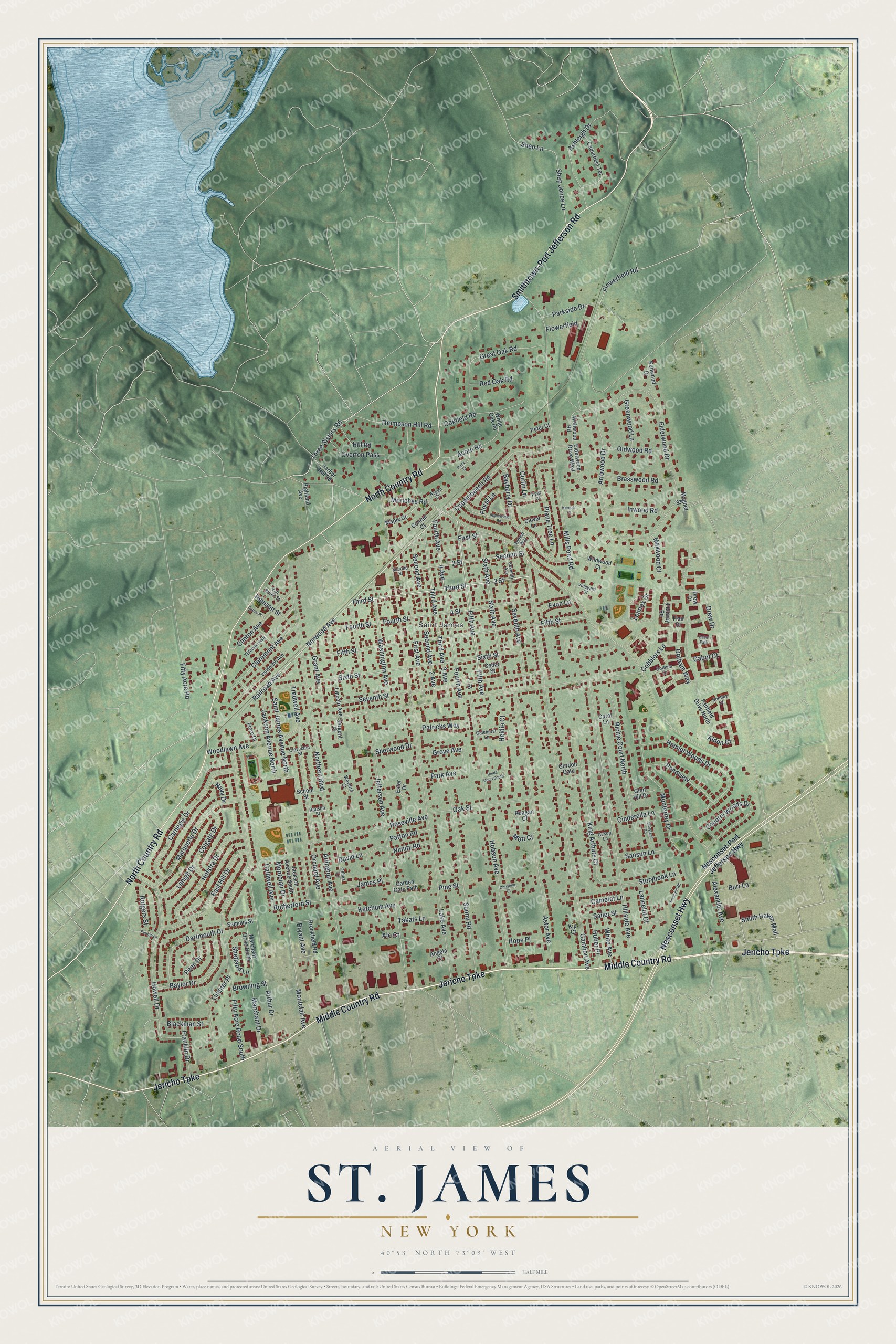 Watermarked full-map preview of St. James, New York